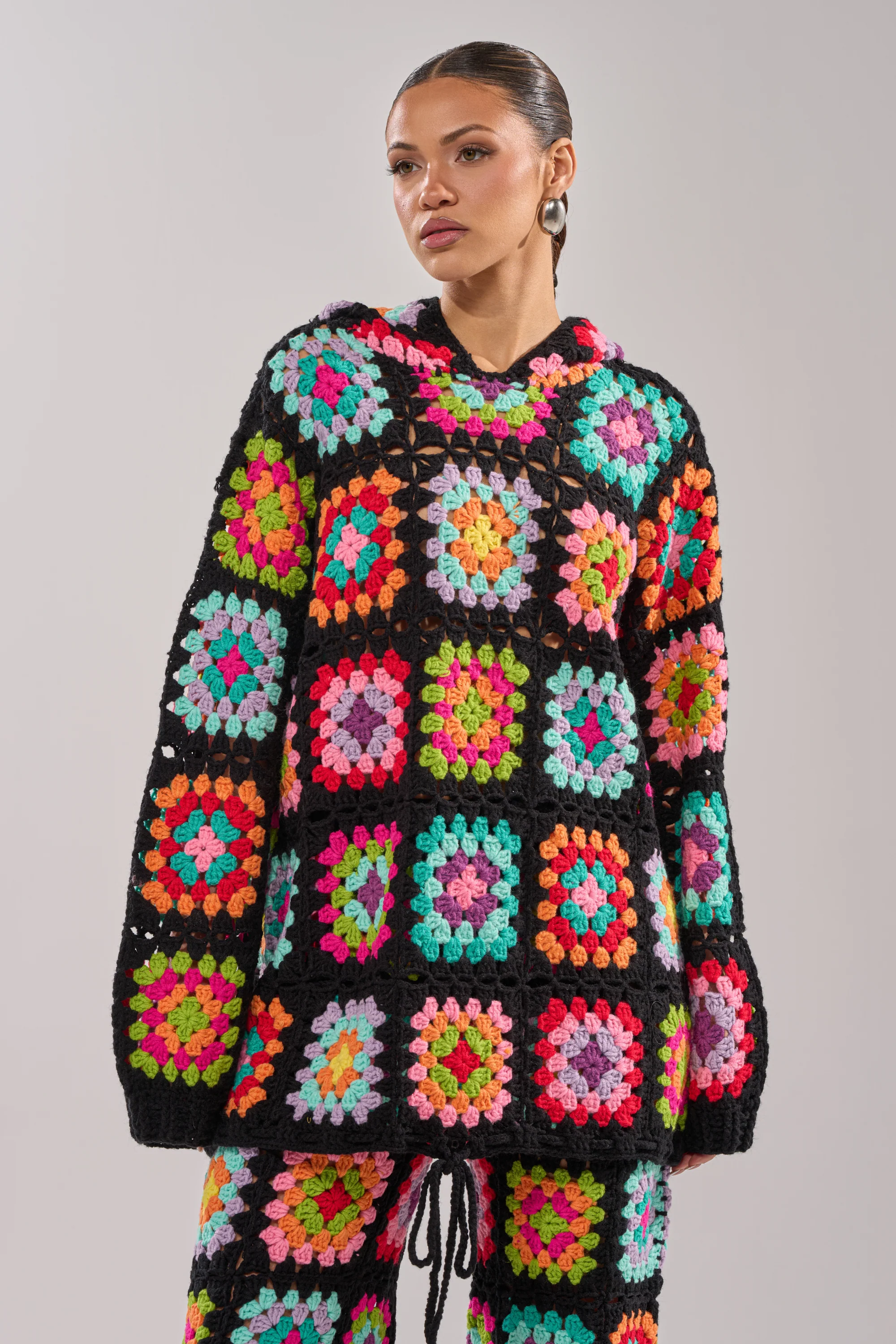 FESTIVAL GIRLY OVERSIZED CROCHET SWEATSHIRT IN MULTI - Image 3