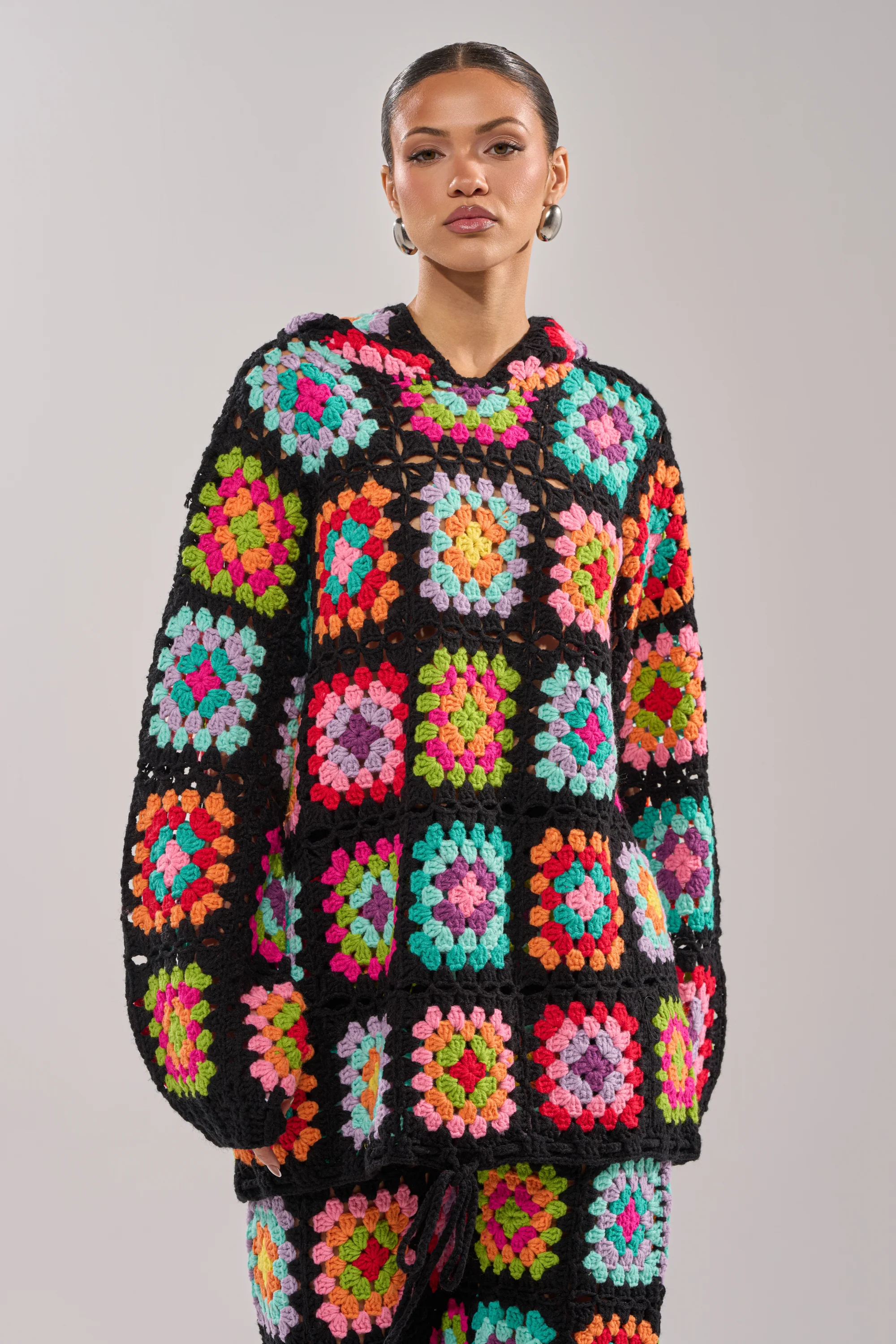 FESTIVAL GIRLY OVERSIZED CROCHET SWEATSHIRT IN MULTI - Image 4