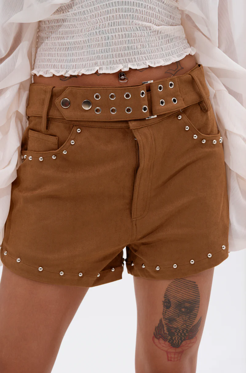 FIGURE IT OUT FAUX SUEDE SHORT - Image 2