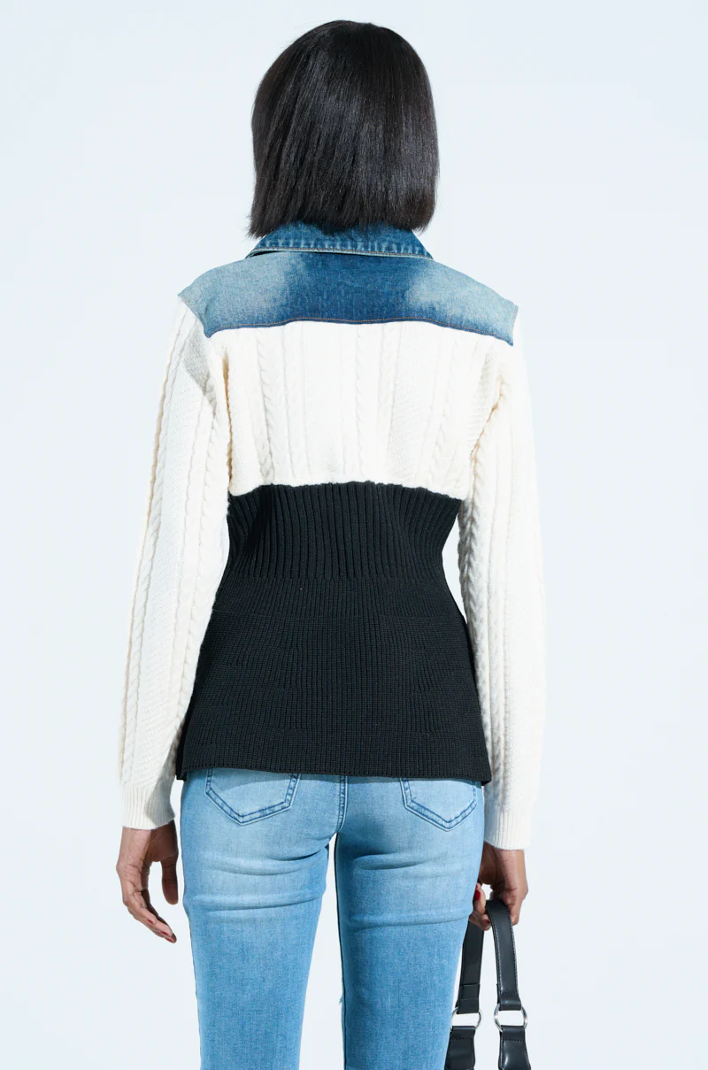 FINEST MOMENT PEPLUM DETAIL SWEATER IN IVORY - Image 4