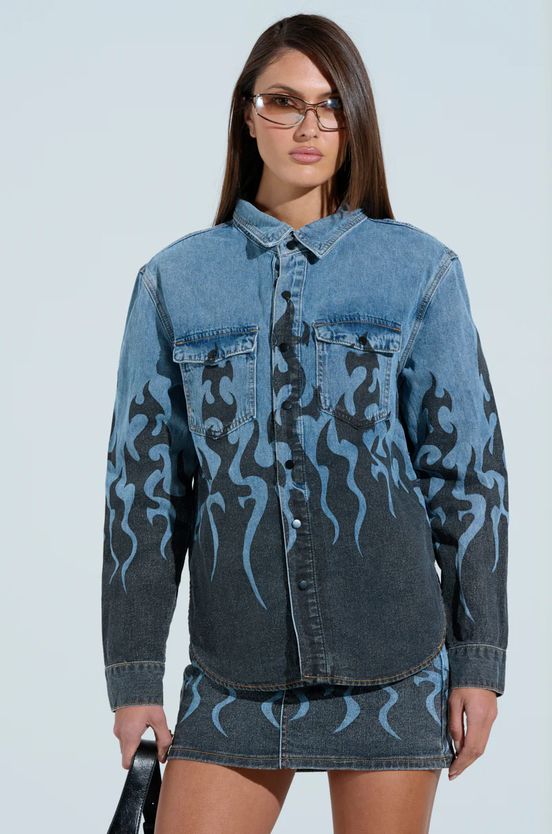 FIRE TO MY FLAME DENIM SHIRT - Image 3