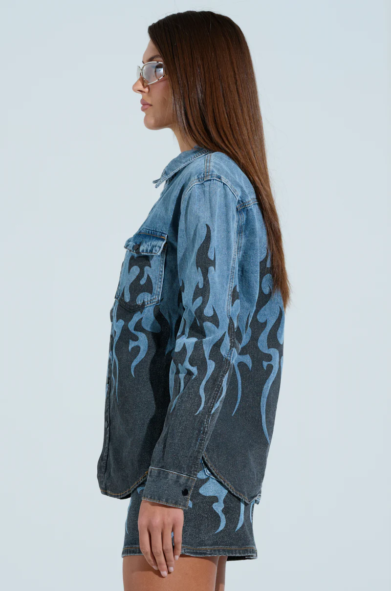 FIRE TO MY FLAME DENIM SHIRT - Image 4