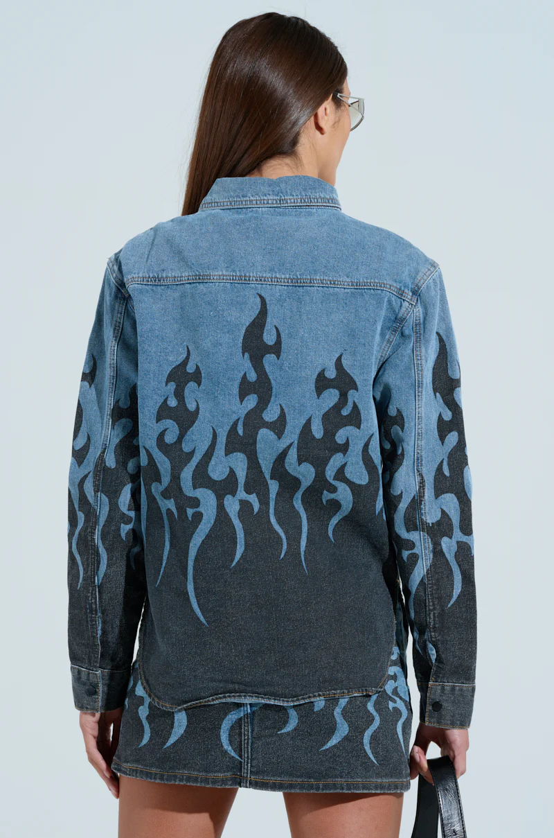 FIRE TO MY FLAME DENIM SHIRT - Image 5