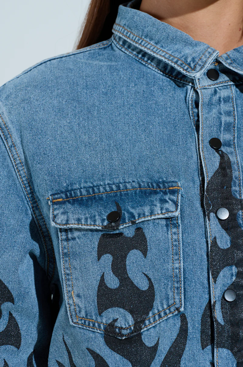 FIRE TO MY FLAME DENIM SHIRT - Image 8