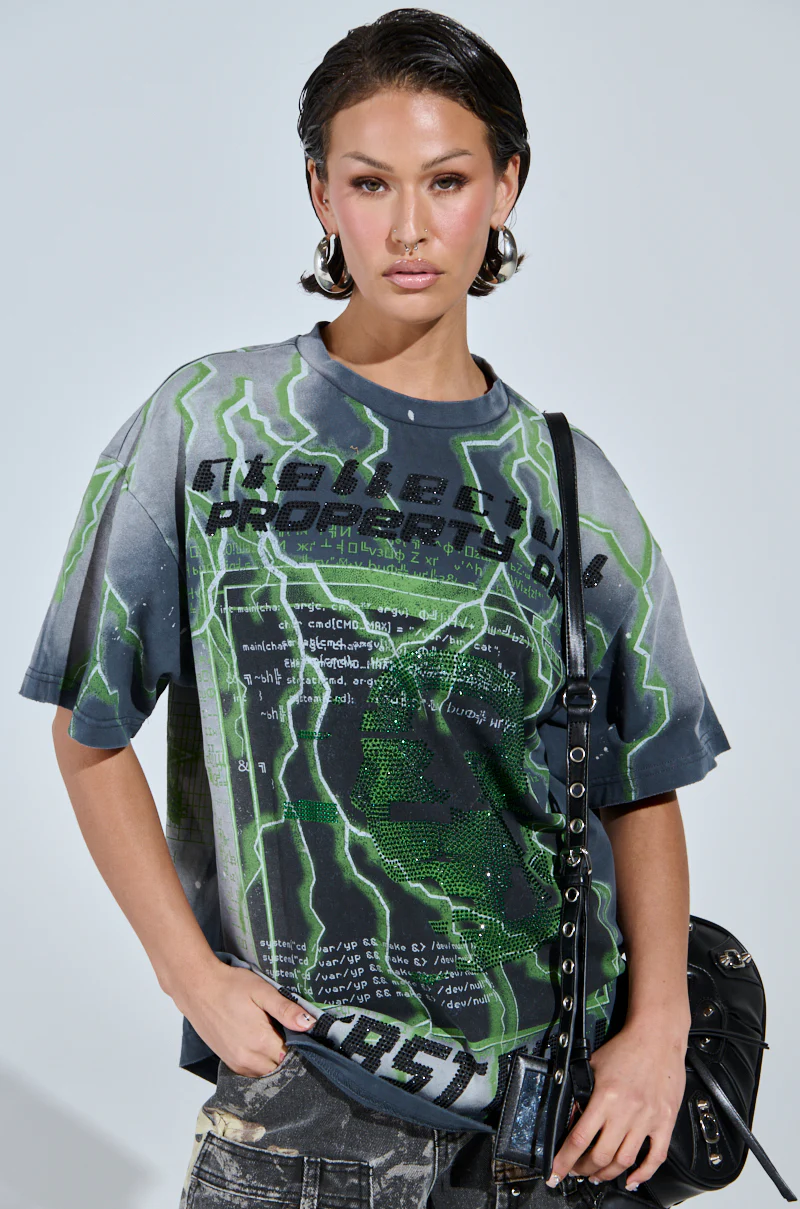 FIRST ONE HERE OVERSIZED GRAPHIC TEE - Image 2