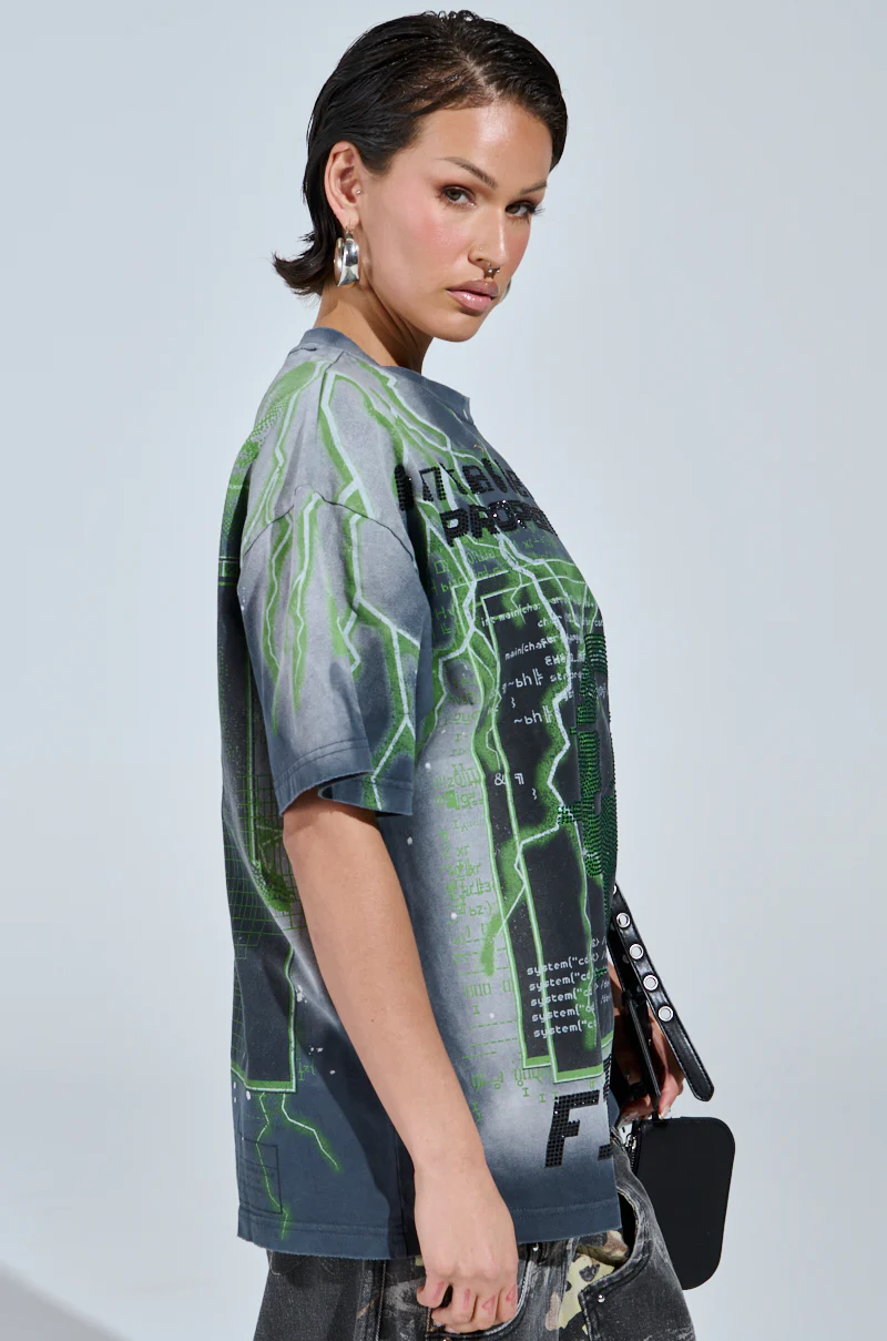 FIRST ONE HERE OVERSIZED GRAPHIC TEE - Image 4
