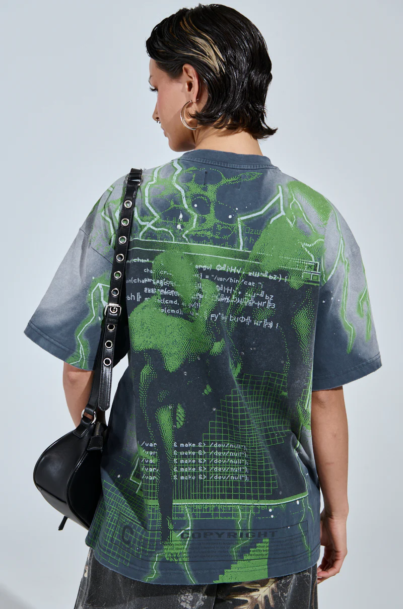 FIRST ONE HERE OVERSIZED GRAPHIC TEE - Image 5