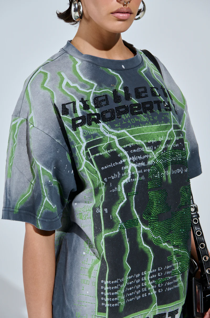 FIRST ONE HERE OVERSIZED GRAPHIC TEE - Image 8
