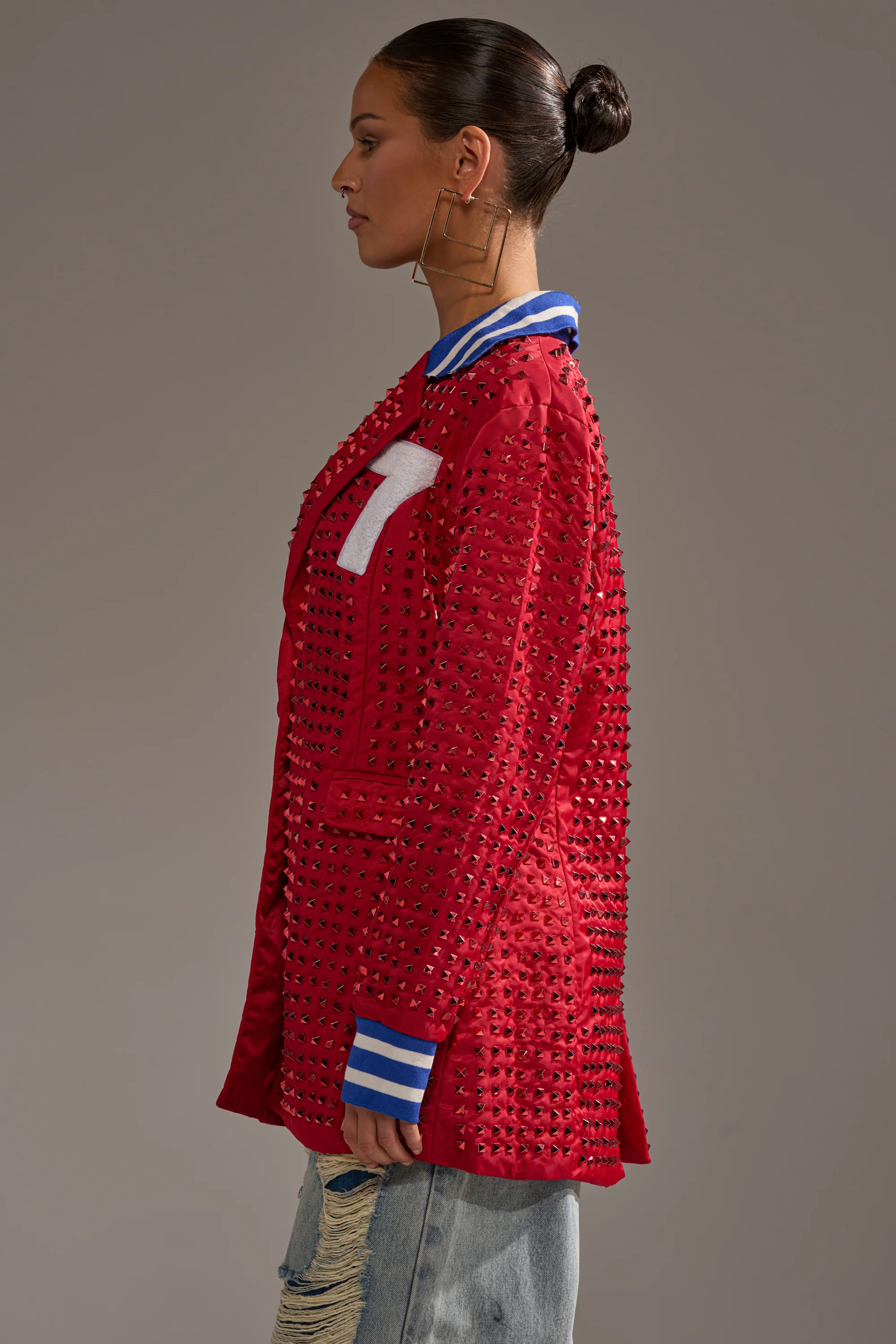 FIRST ROUND DRAFT PICK STUDDED BLAZER IN RED - Image 5