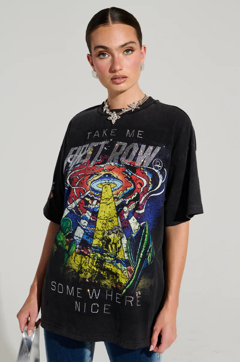 FIRST ROW MIDNIGHT RHINESTONE EMBELLISHED T-SHIRT - Image 2