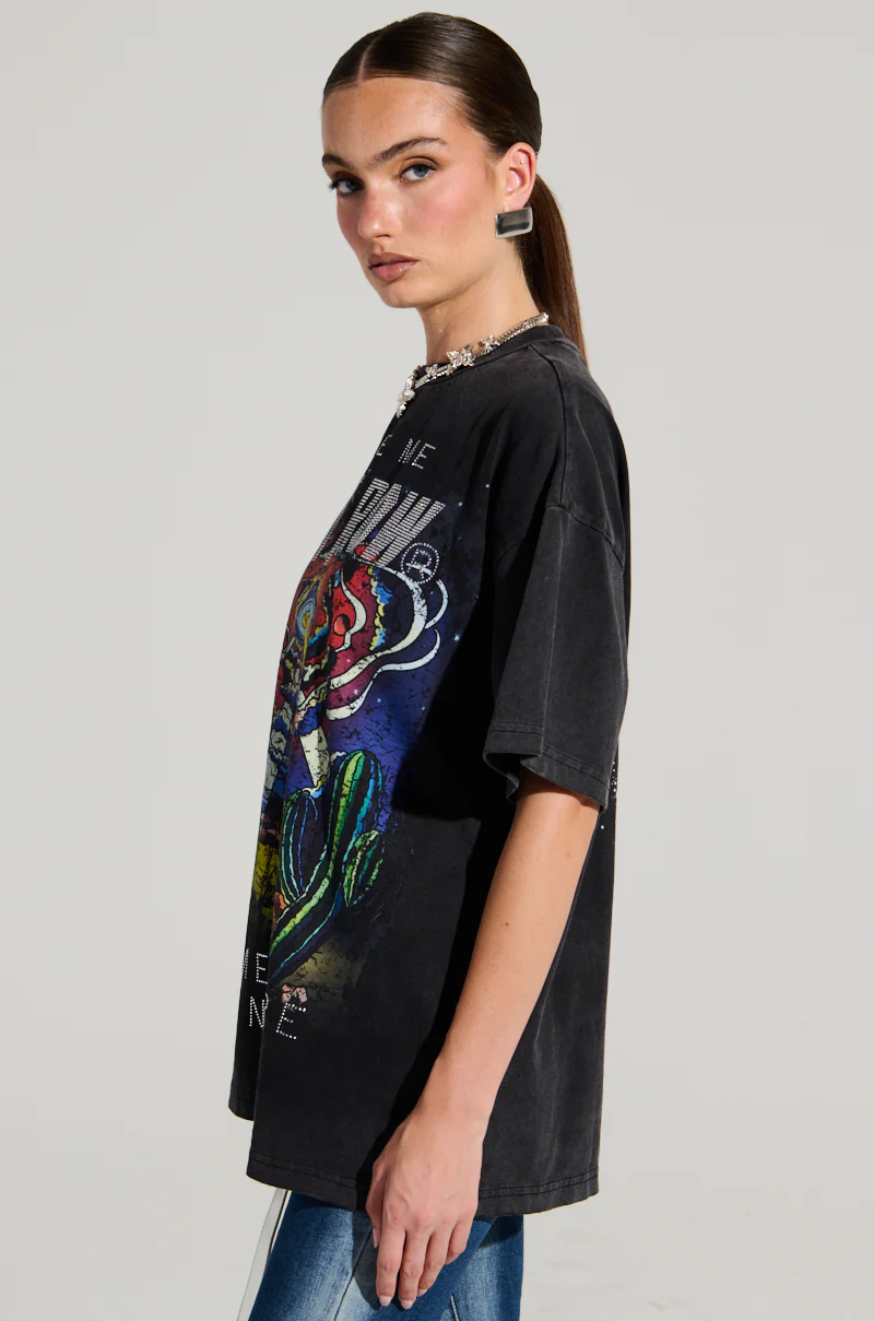 FIRST ROW MIDNIGHT RHINESTONE EMBELLISHED T-SHIRT - Image 3