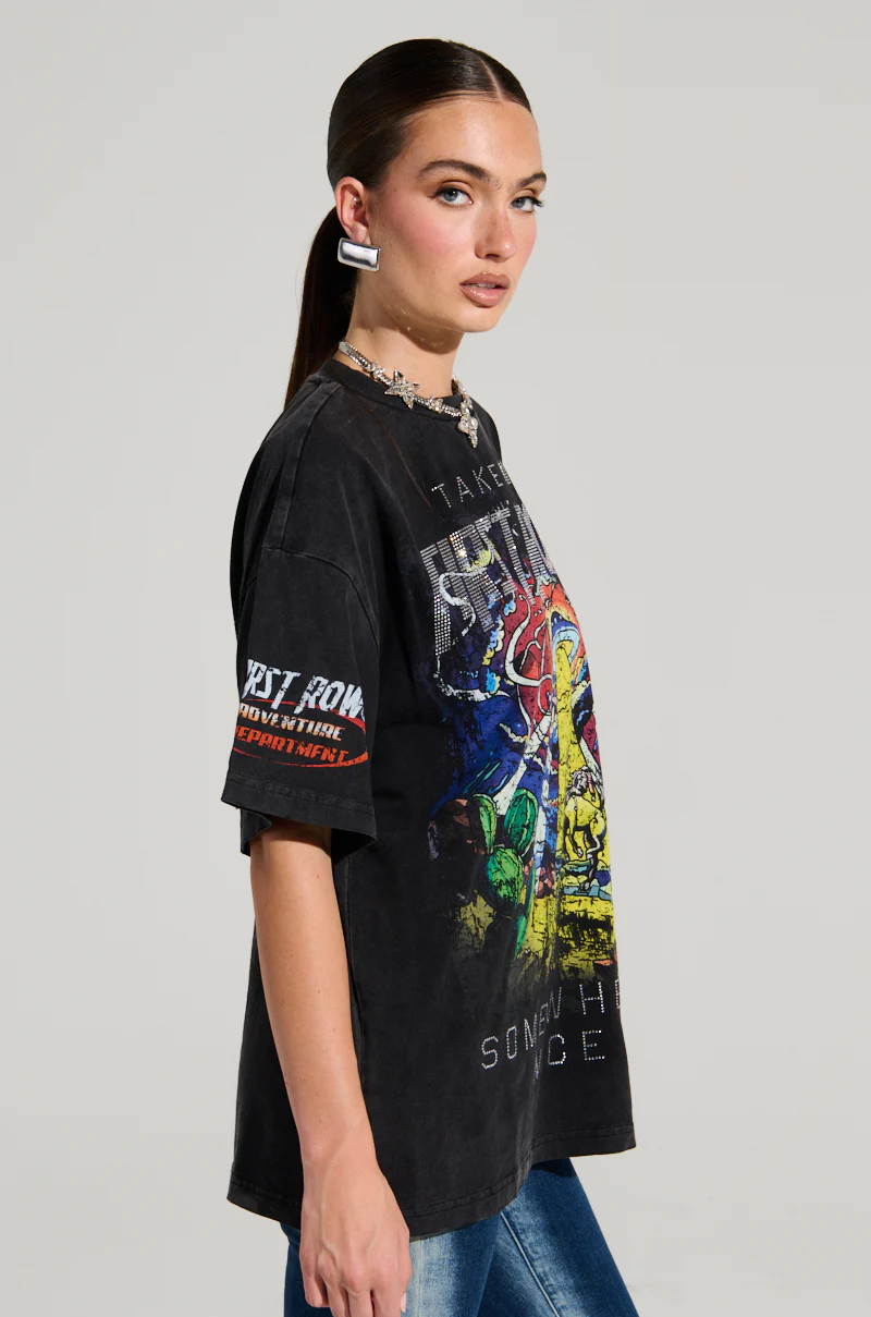 FIRST ROW MIDNIGHT RHINESTONE EMBELLISHED T-SHIRT - Image 4