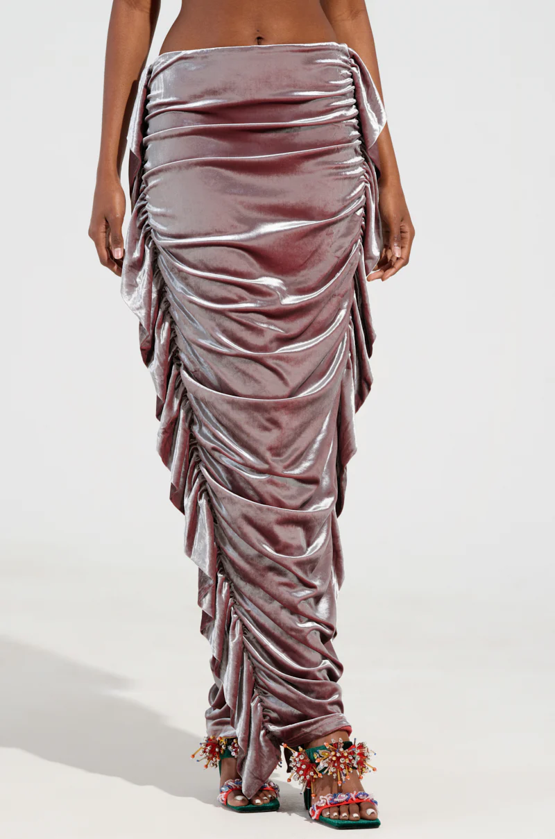 FLAUNT IT VELVET SIDE FRINGE MAXI SKIRT - Image 2