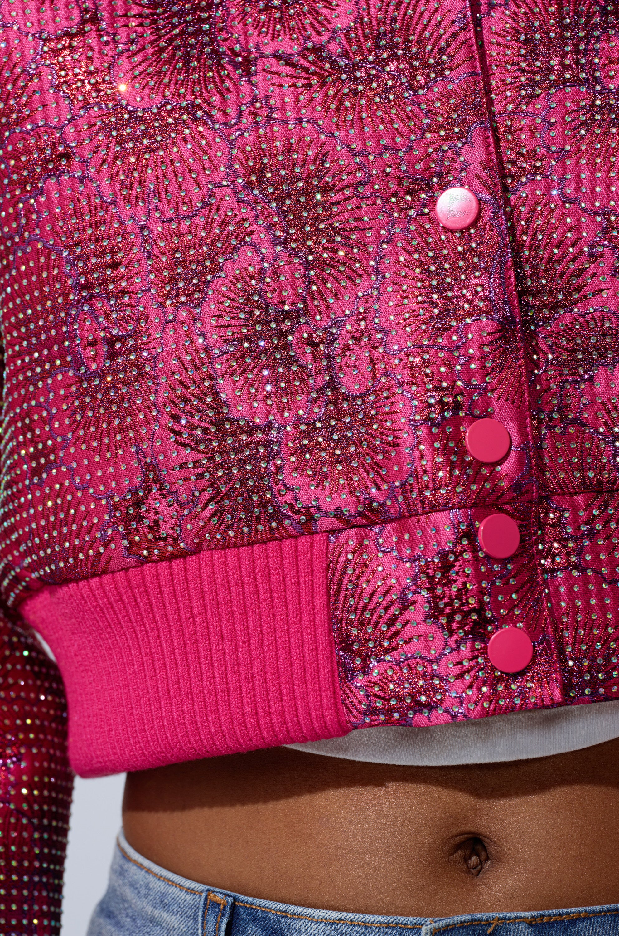 FLEUR RHINESTONE BROCADE BOMBER - Image 11