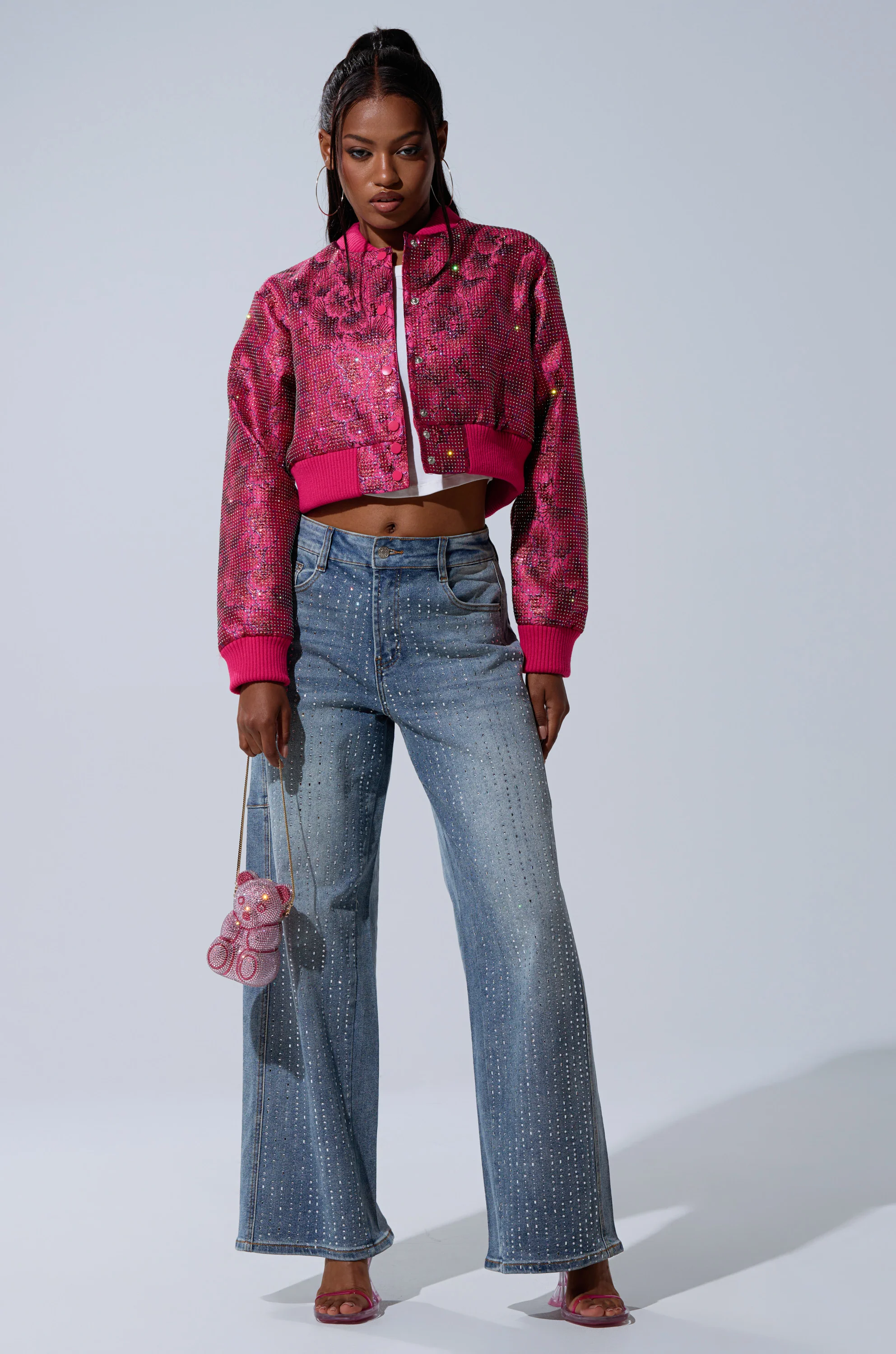 FLEUR RHINESTONE BROCADE BOMBER - Image 9
