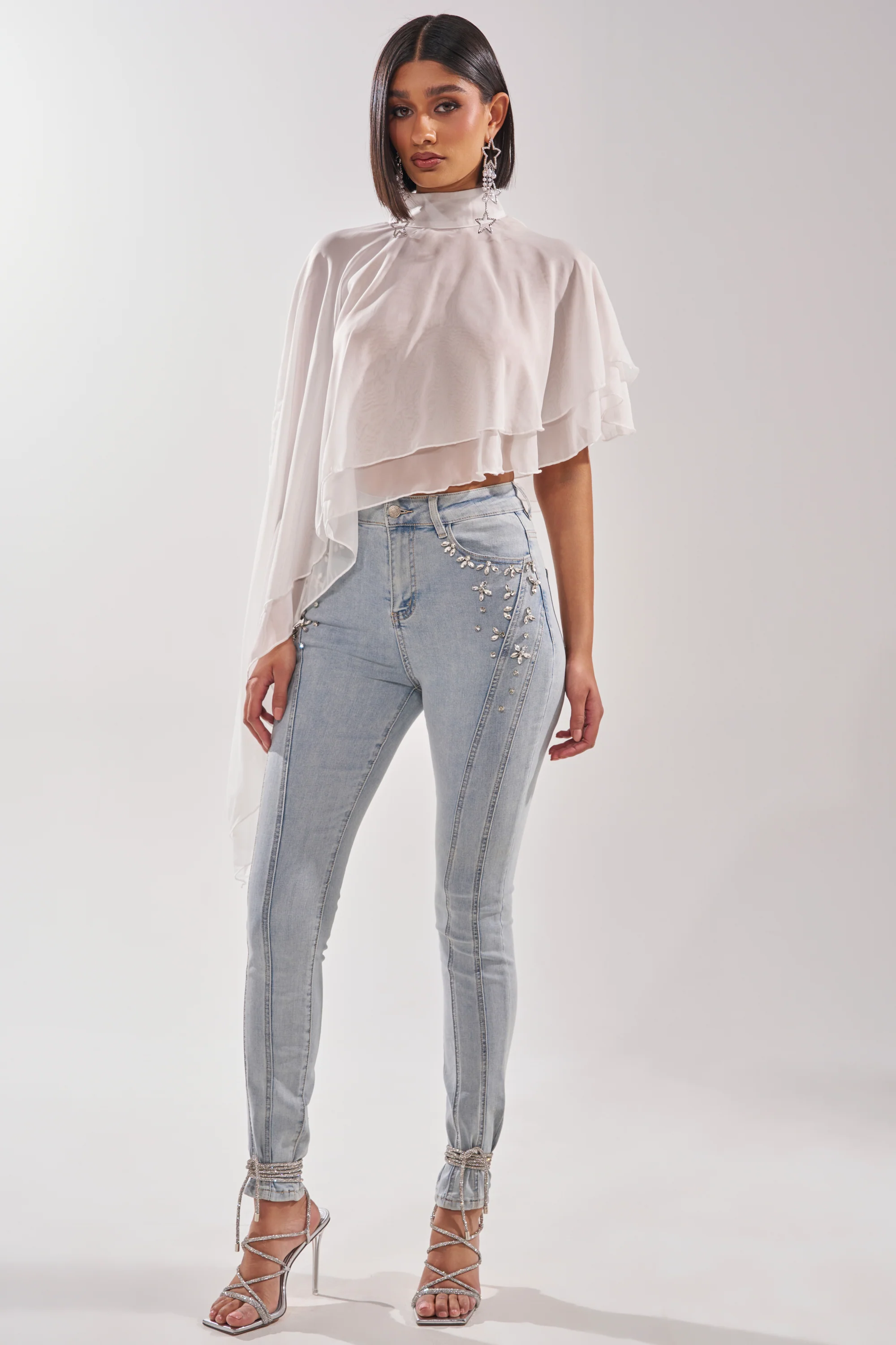 FLEX FIT SKINNY DENIM PANTS WITH RHINESTONES - Image 5