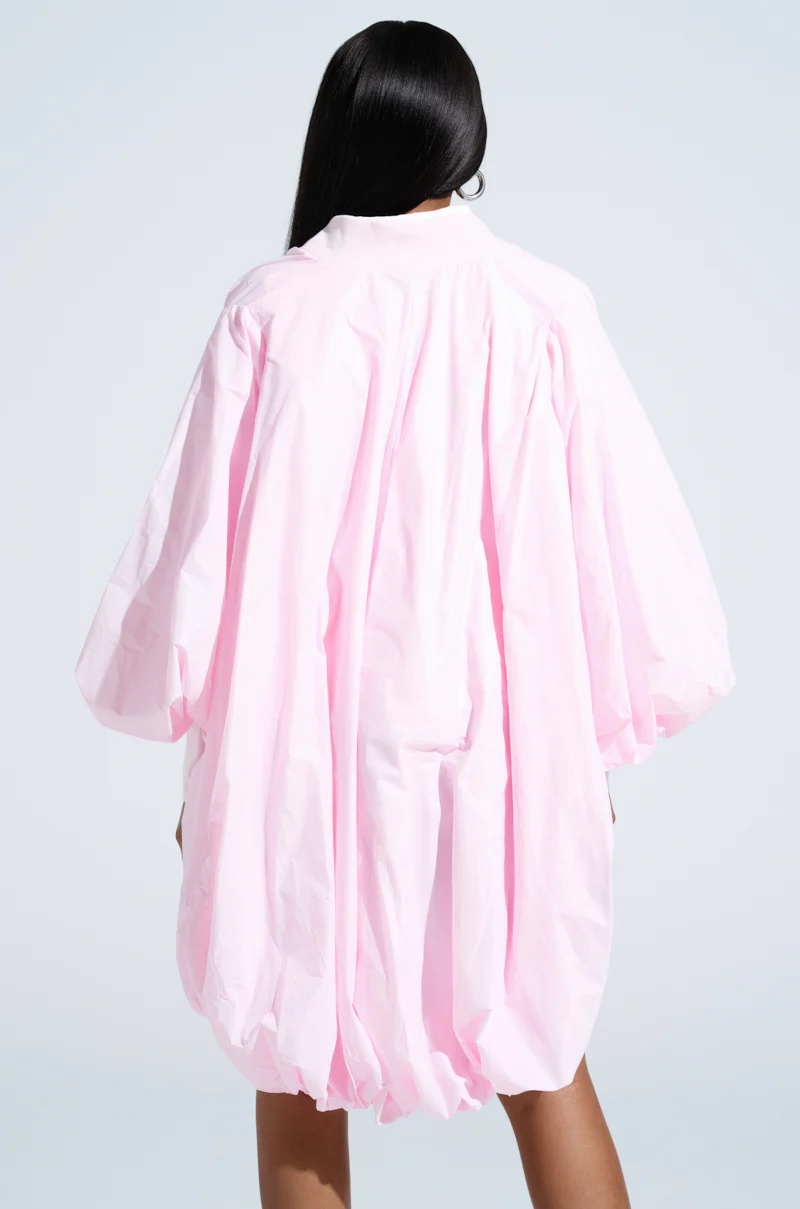 FLOATING NYLON BUBBLE BOMBER IN LIGHT PINK - Image 4
