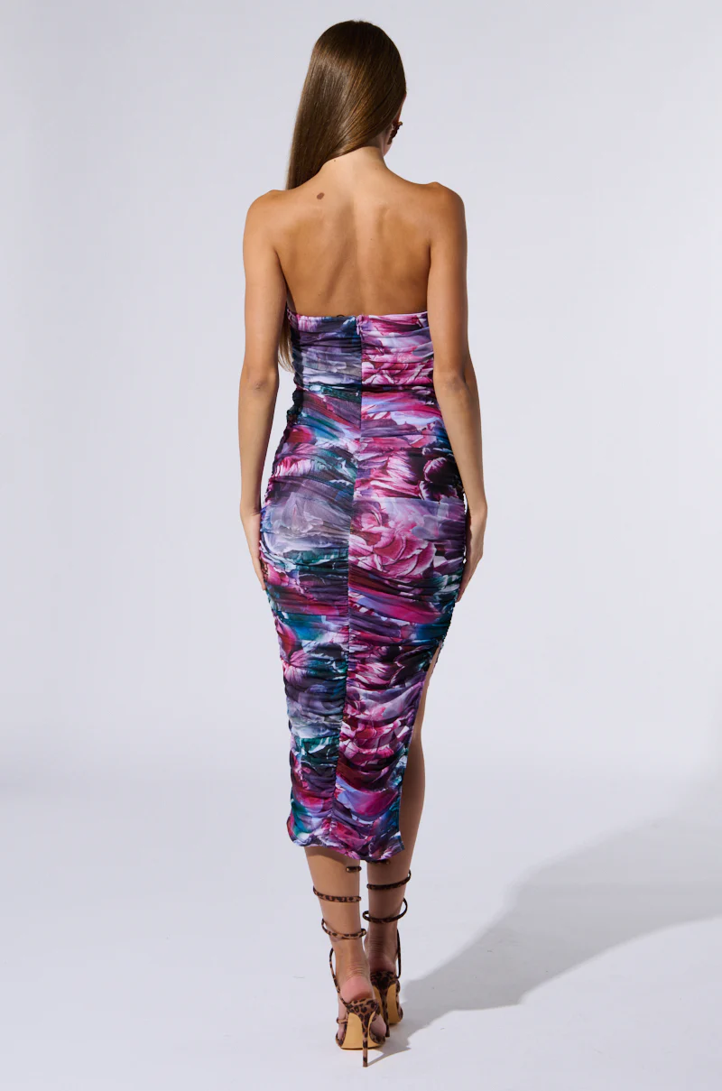 FLORAL FANTASY RUCHED MIDI DRESS - Image 5