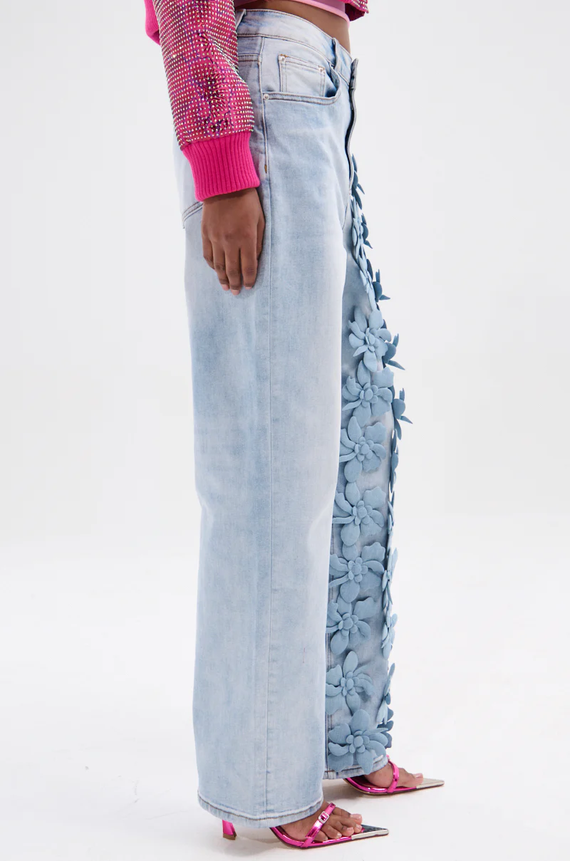 FLORAL FIELDS APPLIQUE DENIM PANTS - Image 5