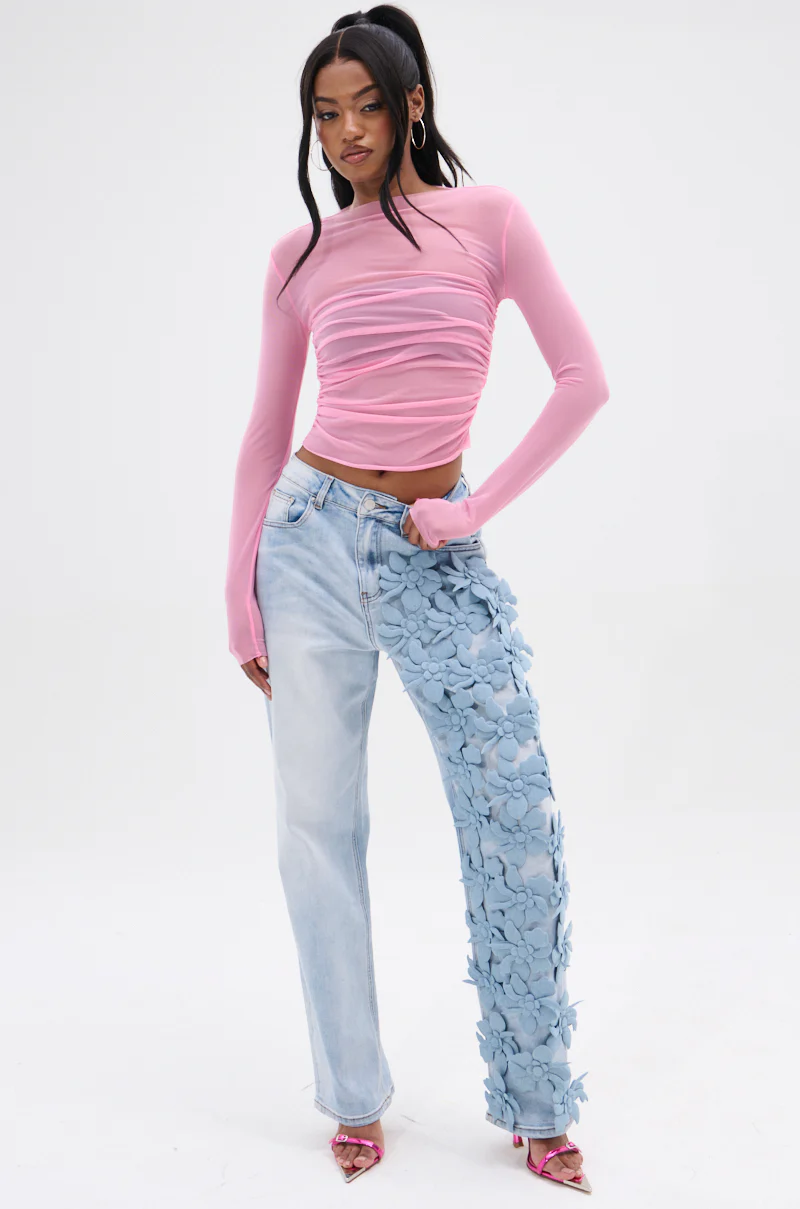 FLORAL FIELDS APPLIQUE DENIM PANTS - Image 7