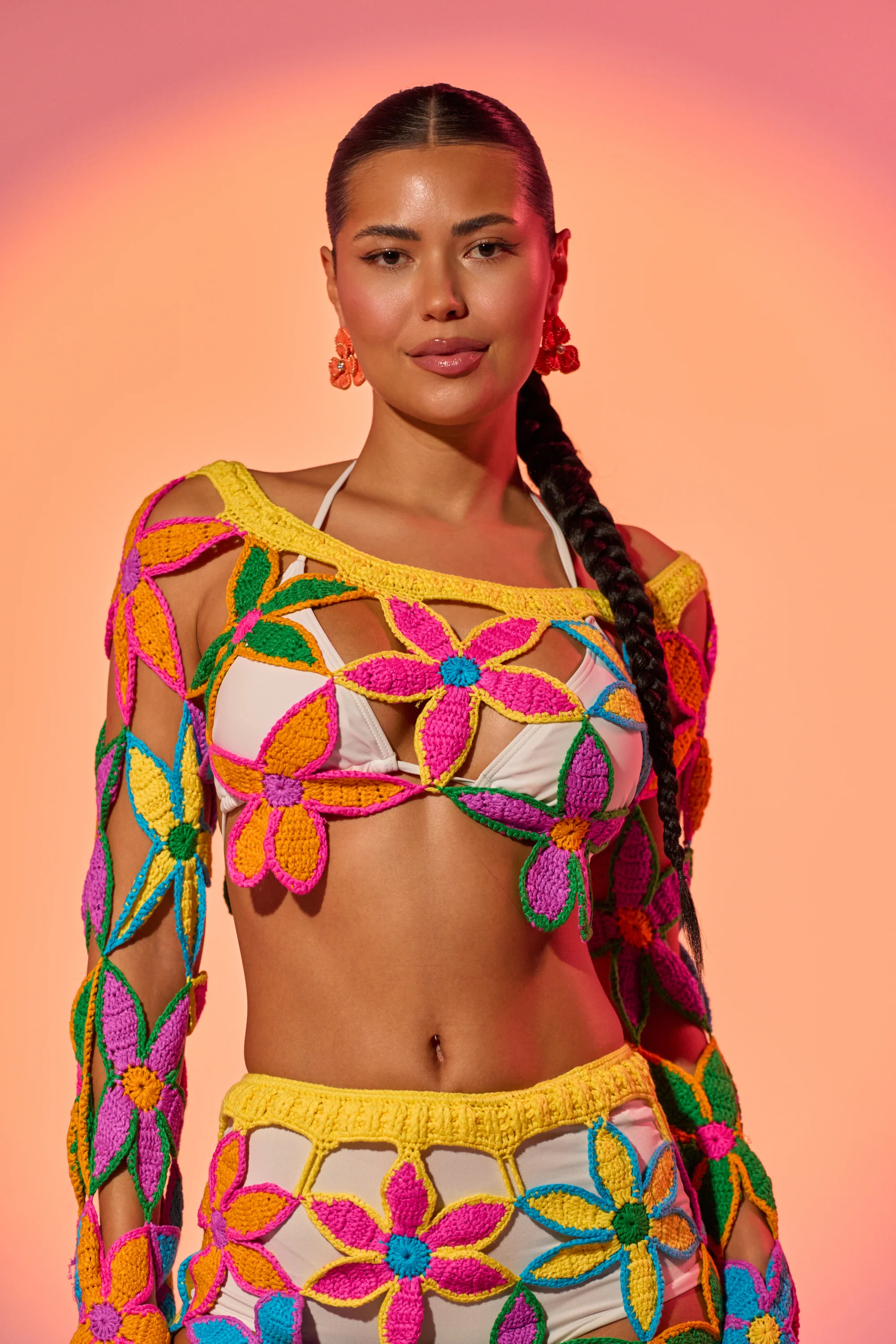 FLORAL FIELDS CROCHET OFF THE SHOULDER SWEATER - Image 2