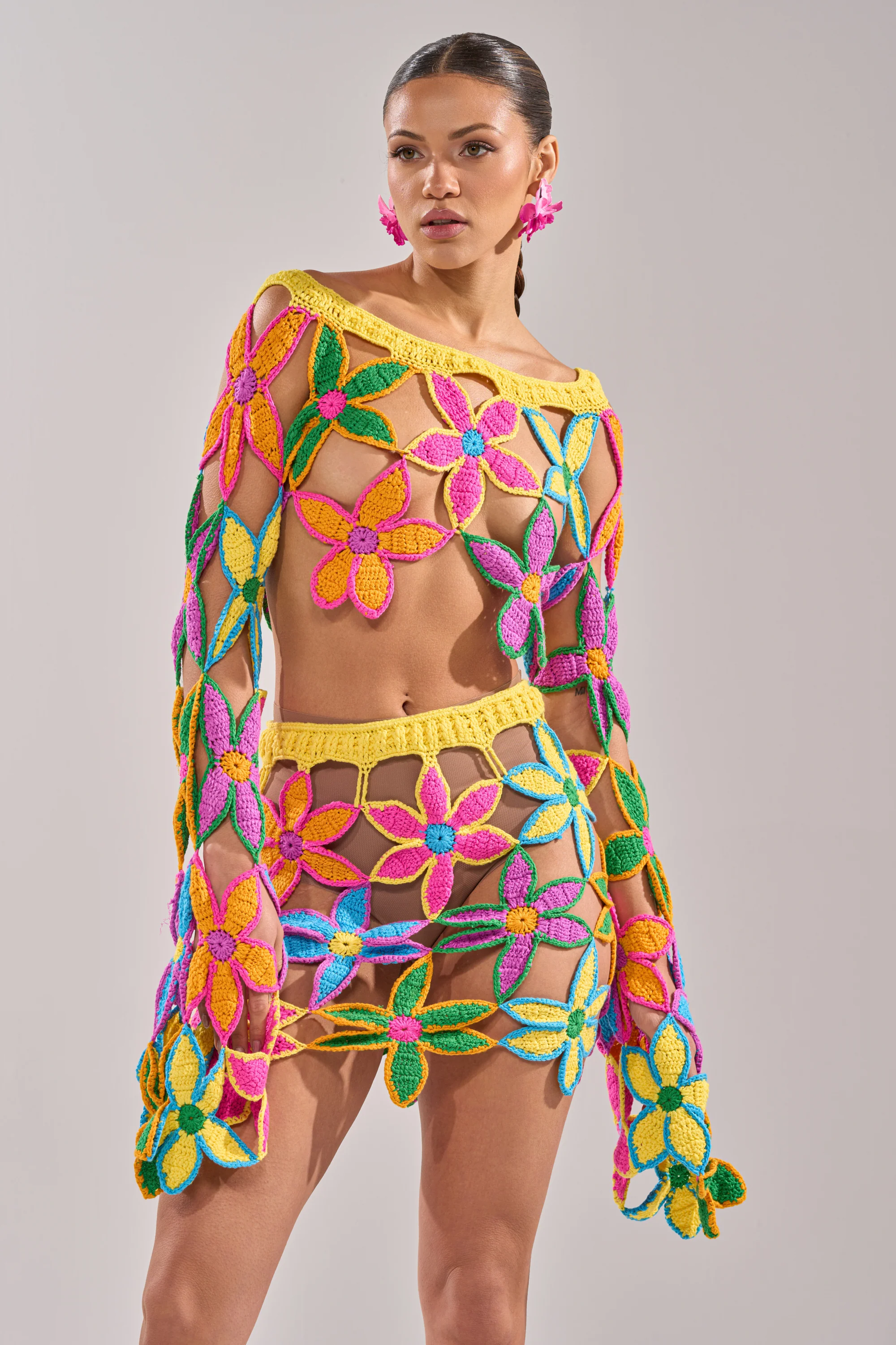 FLORAL FIELDS CROCHET OFF THE SHOULDER SWEATER - Image 5