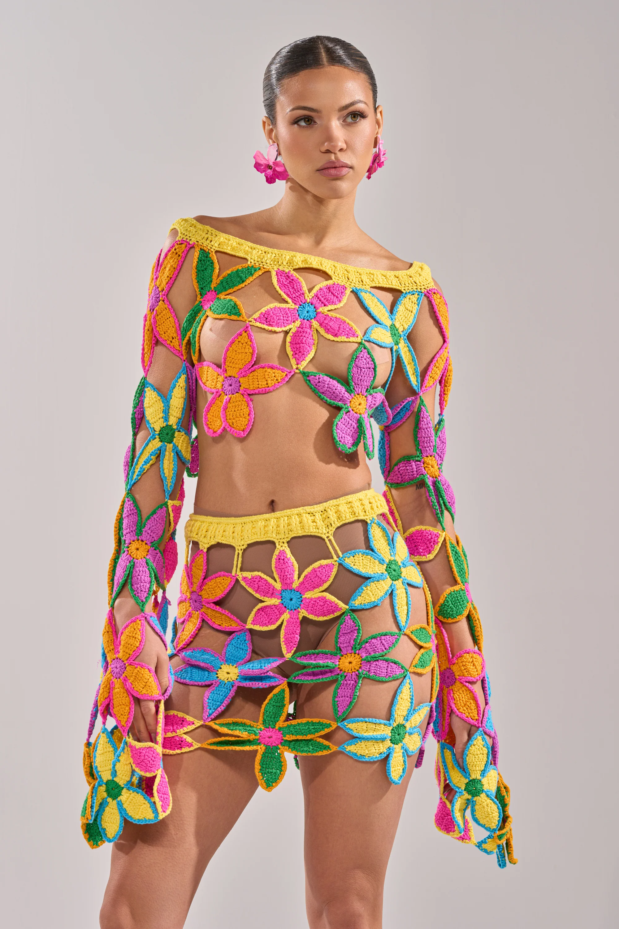 FLORAL FIELDS CROCHET OFF THE SHOULDER SWEATER - Image 6
