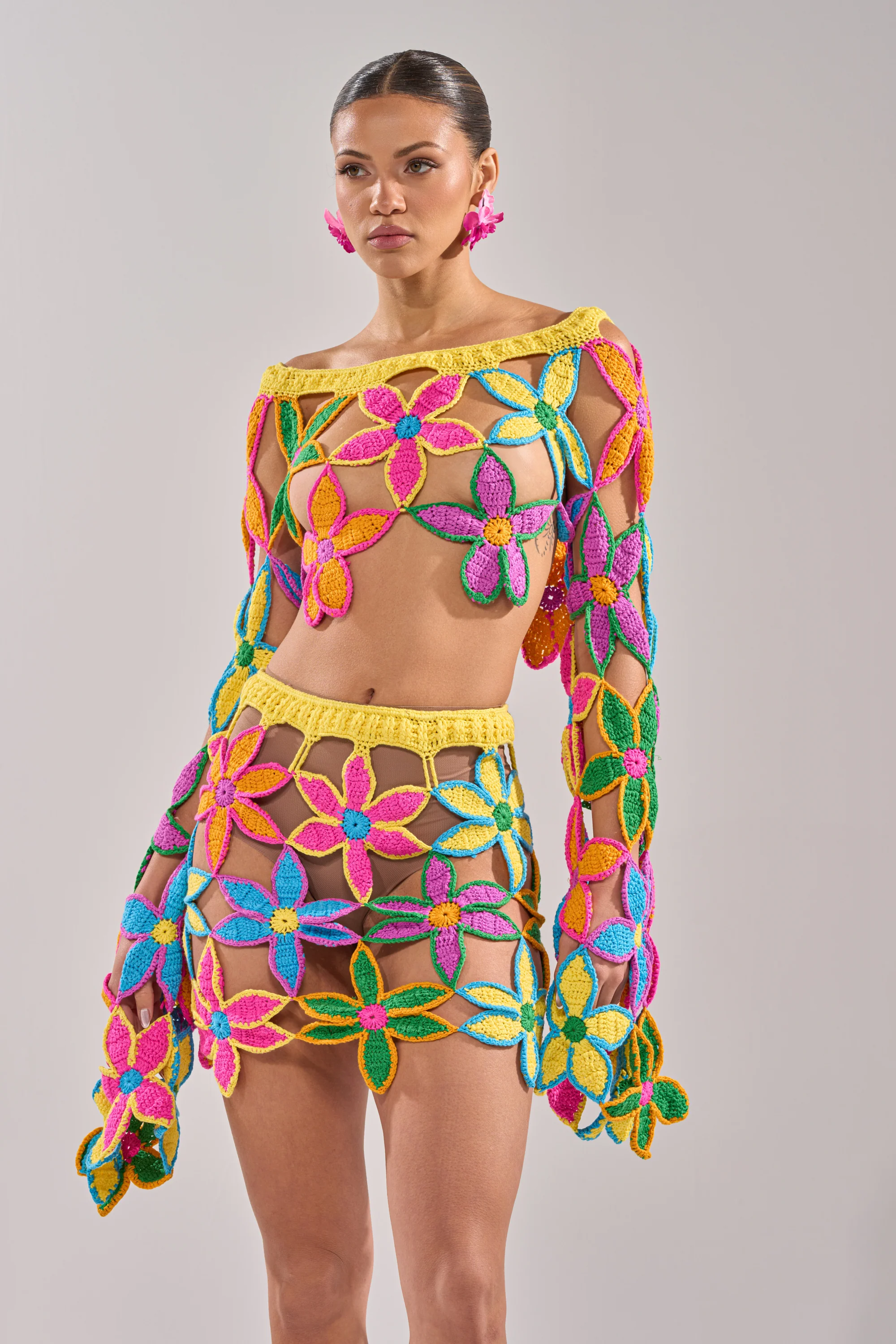 FLORAL FIELDS CROCHET OFF THE SHOULDER SWEATER - Image 7
