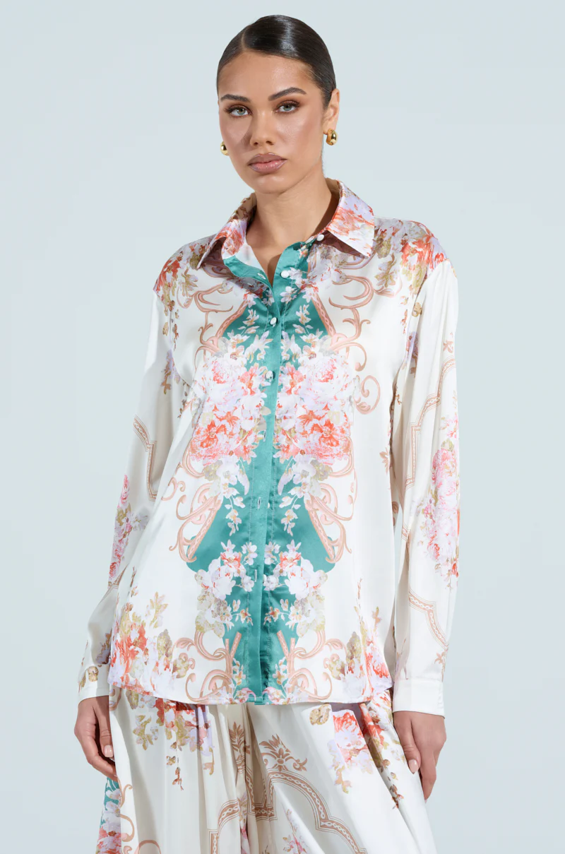 FLORAL GARDEN OVERSIZED SATIN BLOUSE - Image 2
