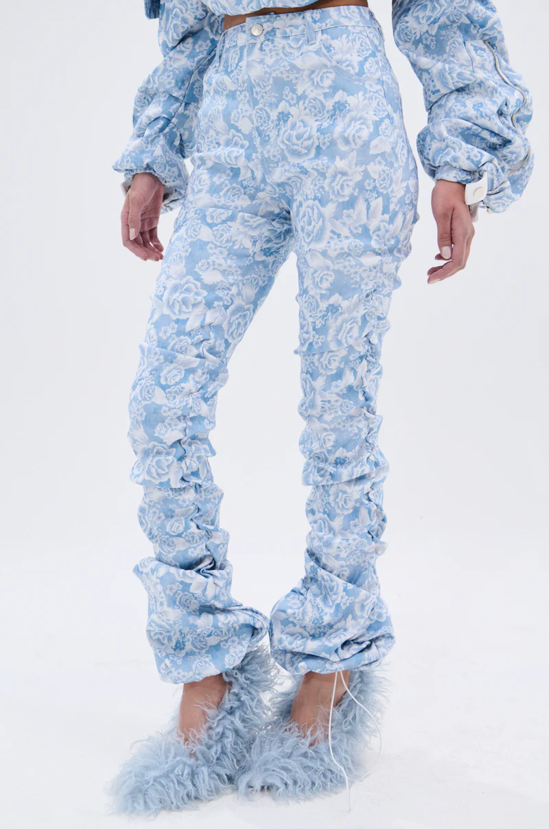 FLORAL LIFE DENIM STACKED PANT - Image 2