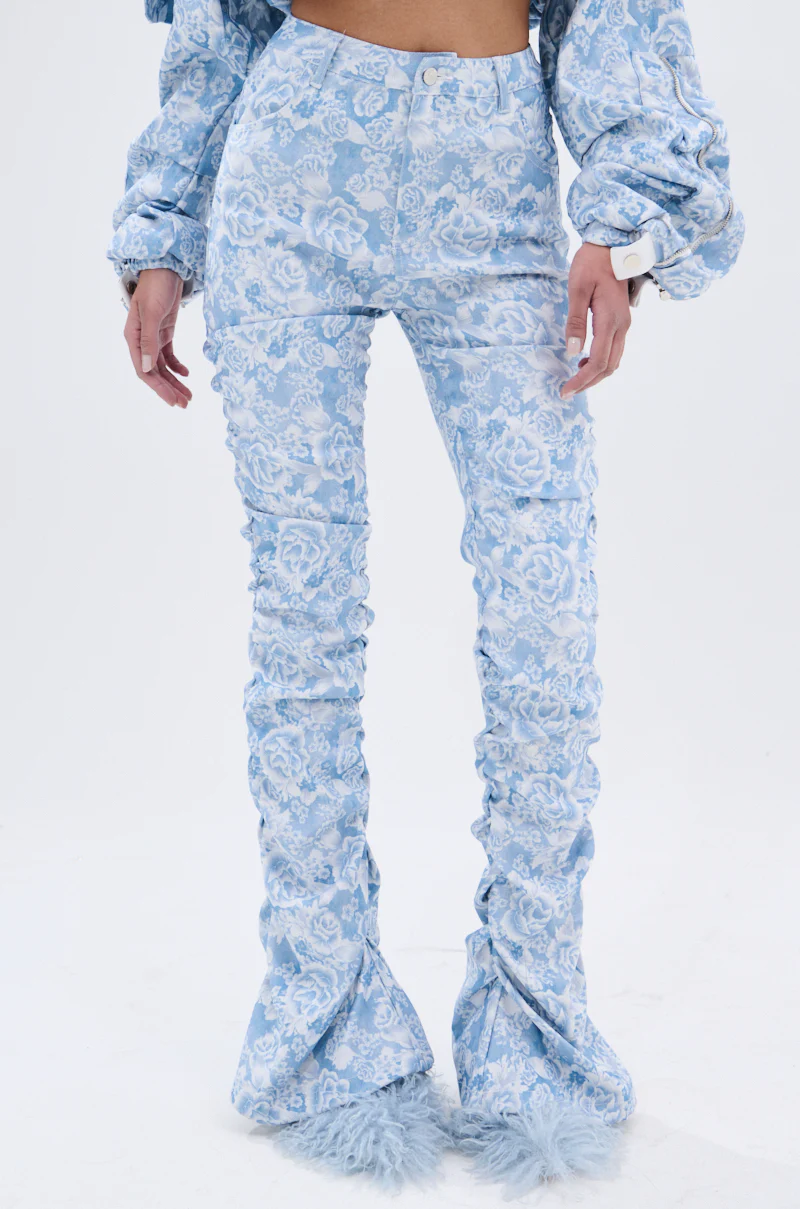 FLORAL LIFE DENIM STACKED PANT - Image 3