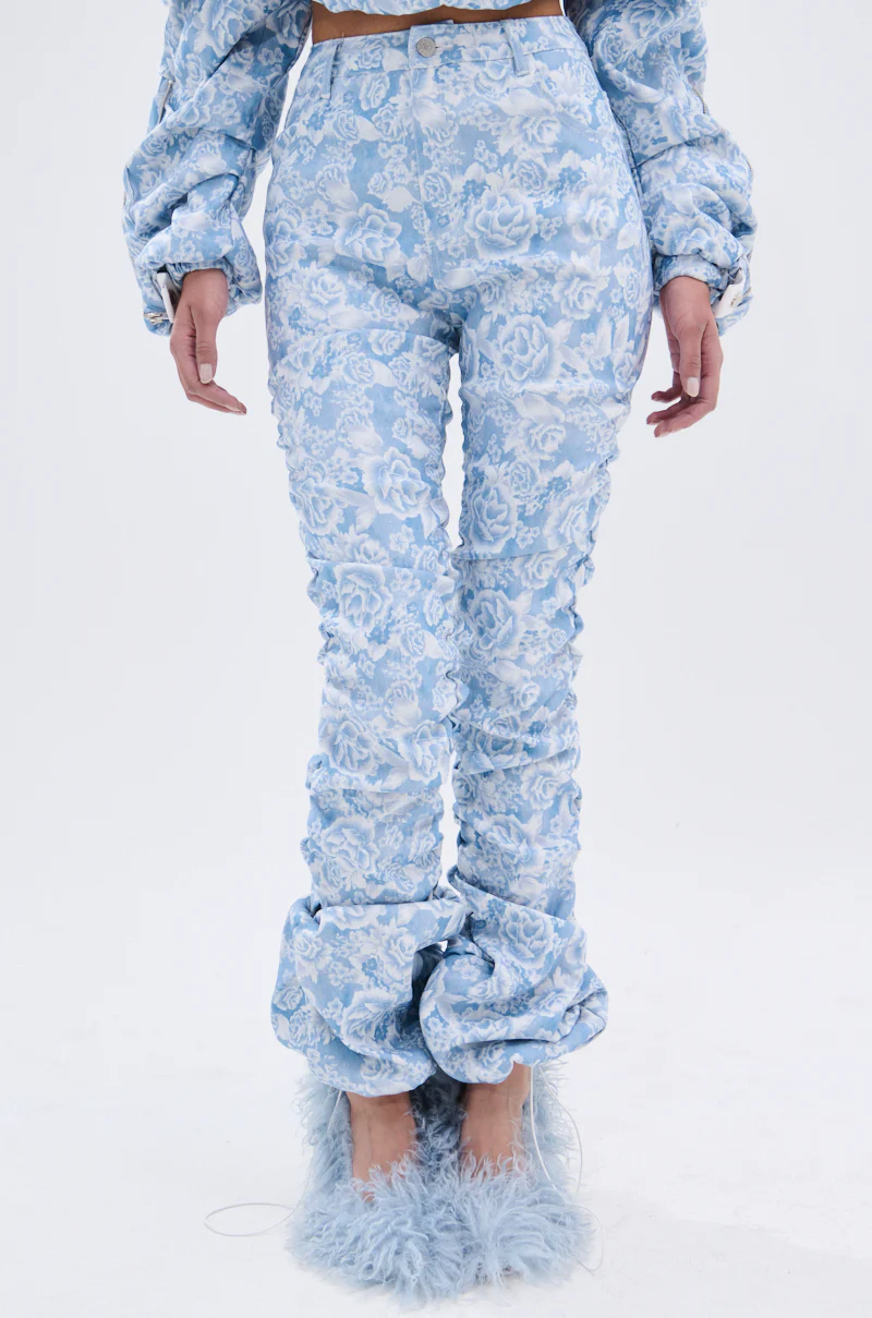 FLORAL LIFE DENIM STACKED PANT - Image 4