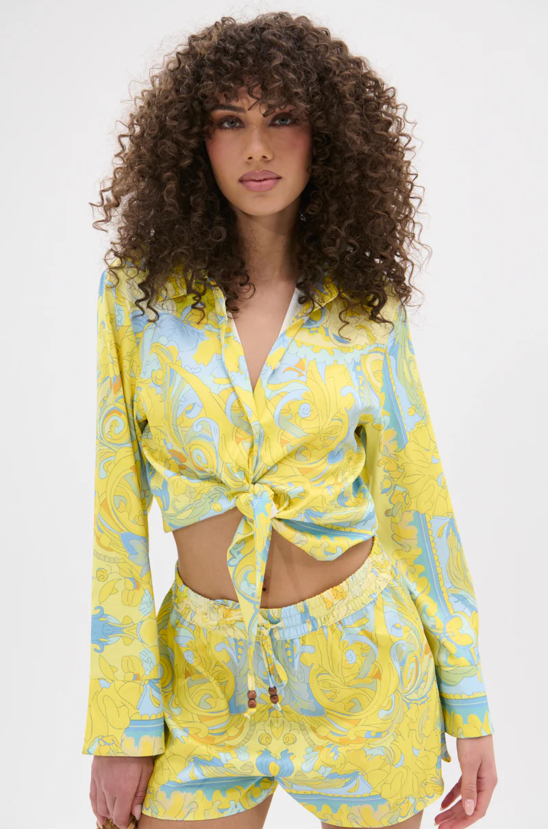 FLORAL PARTY TIE FRONT BLOUSE - Image 2