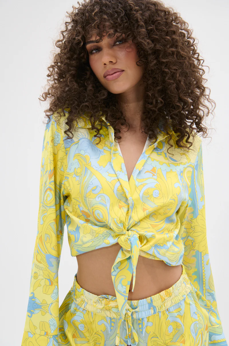 FLORAL PARTY TIE FRONT BLOUSE - Image 3