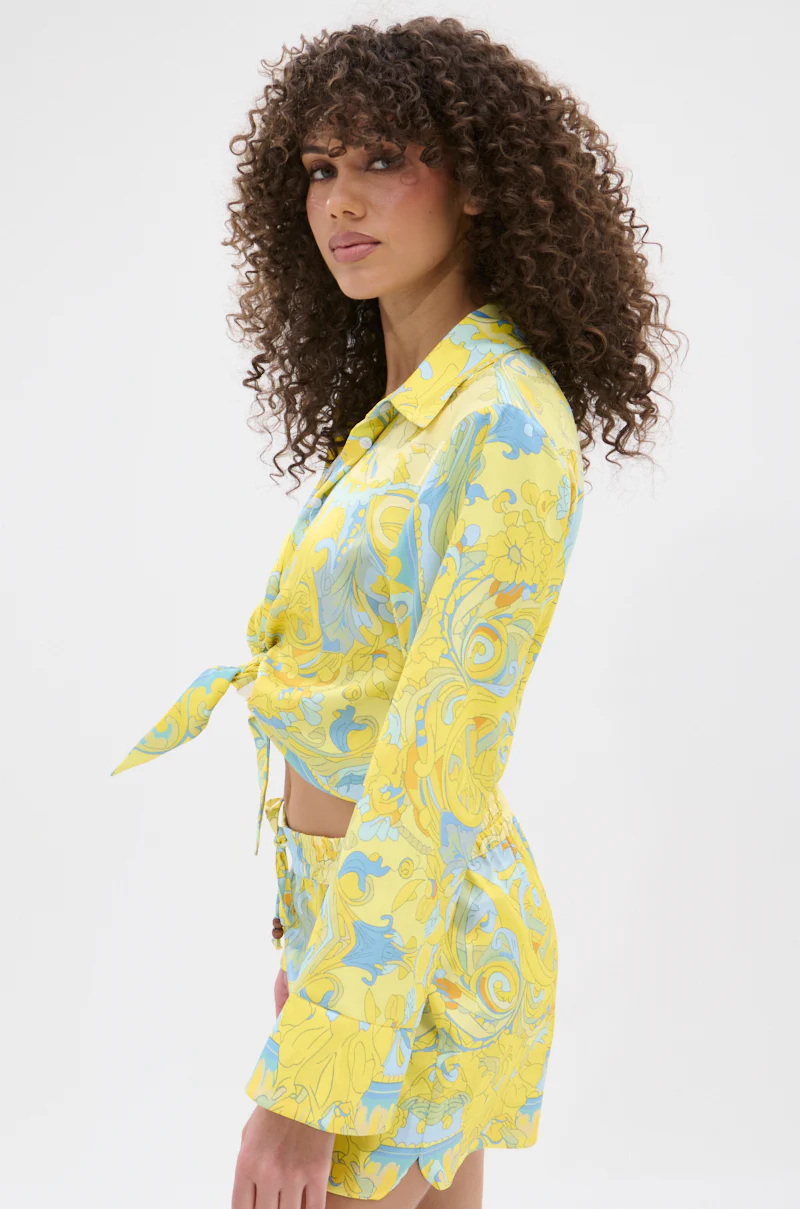 FLORAL PARTY TIE FRONT BLOUSE - Image 4