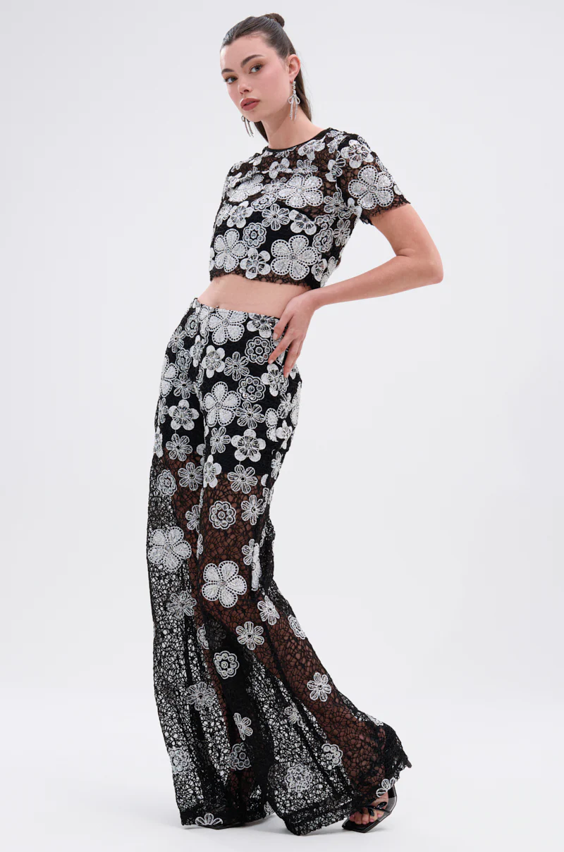 FLORAL SEQUIN MESH SHORT SLEEVE BLOUSE - Image 5