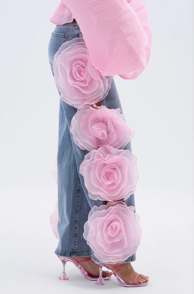 FLOWER GIRLIE APPLIQUE DENIM JEANS - Image 3
