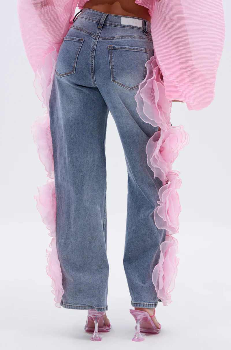 FLOWER GIRLIE APPLIQUE DENIM JEANS - Image 4