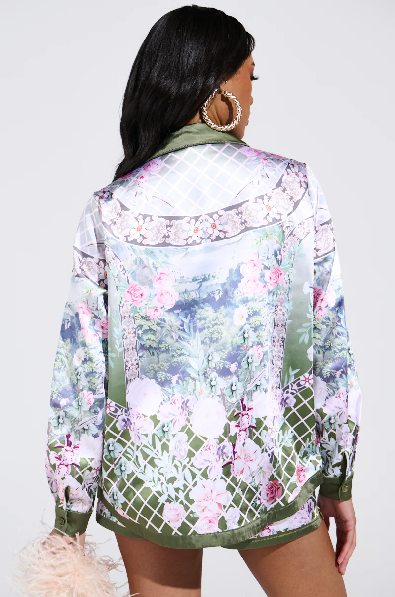 FLOWER PARTY SATIN BUTTON UP SHIRT - Image 5