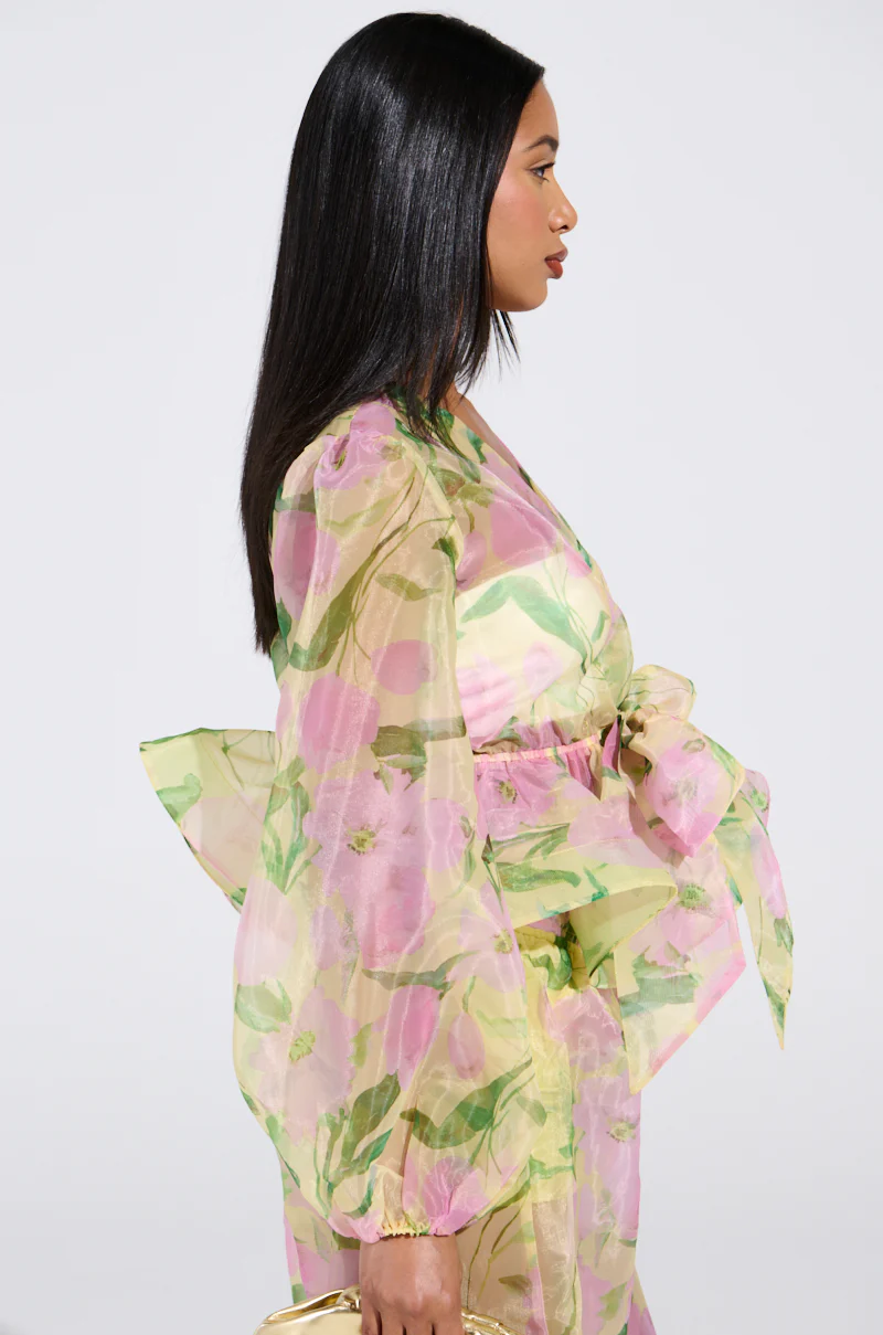 FLOWER POWER CHIFFON TIE-FRONT BLOUSE - Image 3