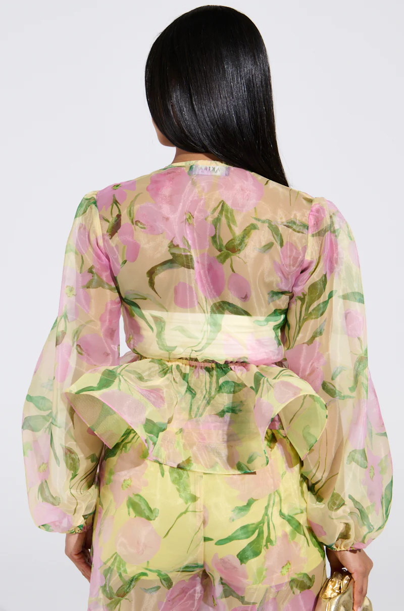 FLOWER POWER CHIFFON TIE-FRONT BLOUSE - Image 4