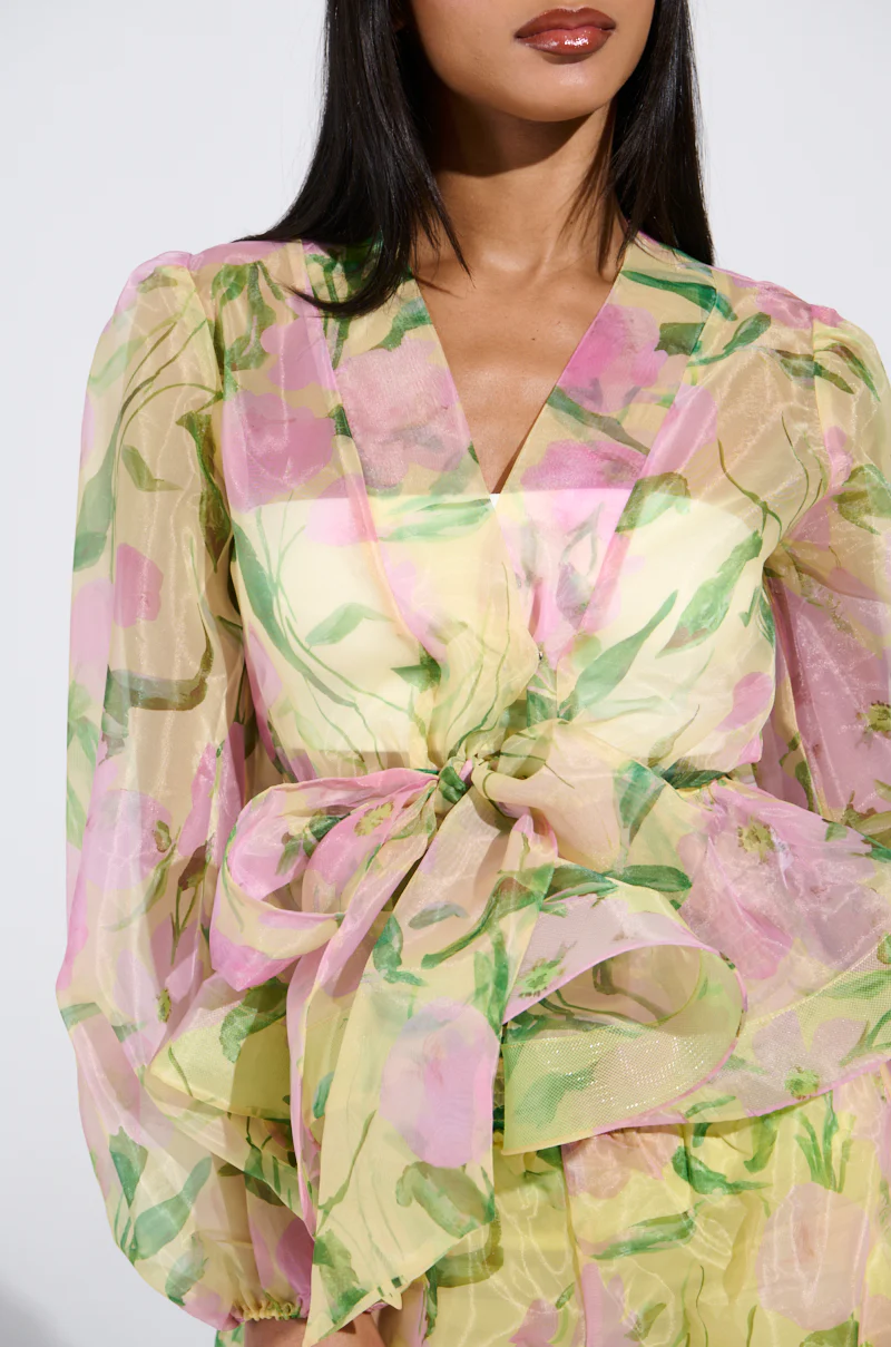 FLOWER POWER CHIFFON TIE-FRONT BLOUSE - Image 7