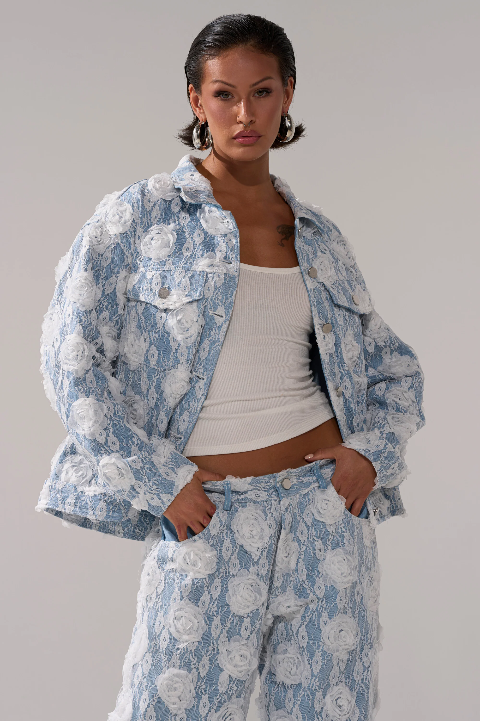 FOLLOW MY LEAD APPLIQUE DENIM JACKET