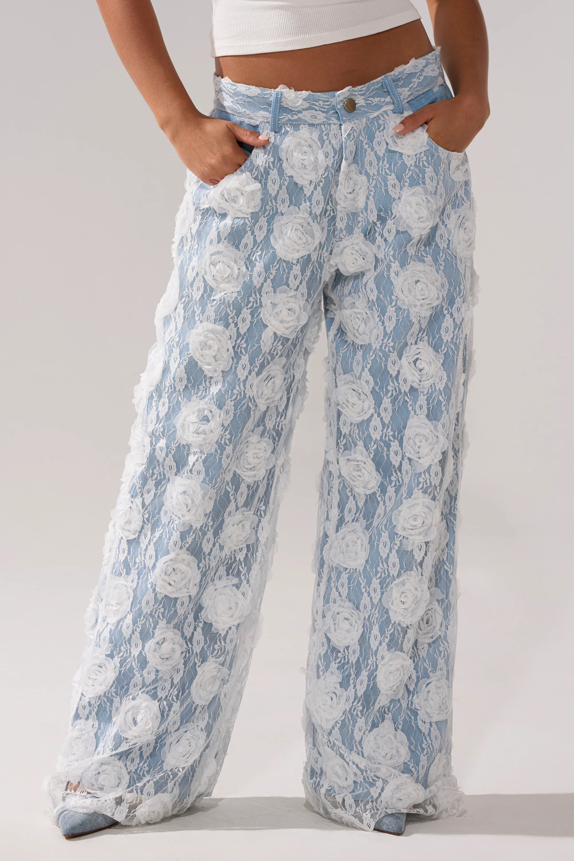 FOLLOW MY LEAD APPLIQUE WIDE LEG DENIM - Image 2
