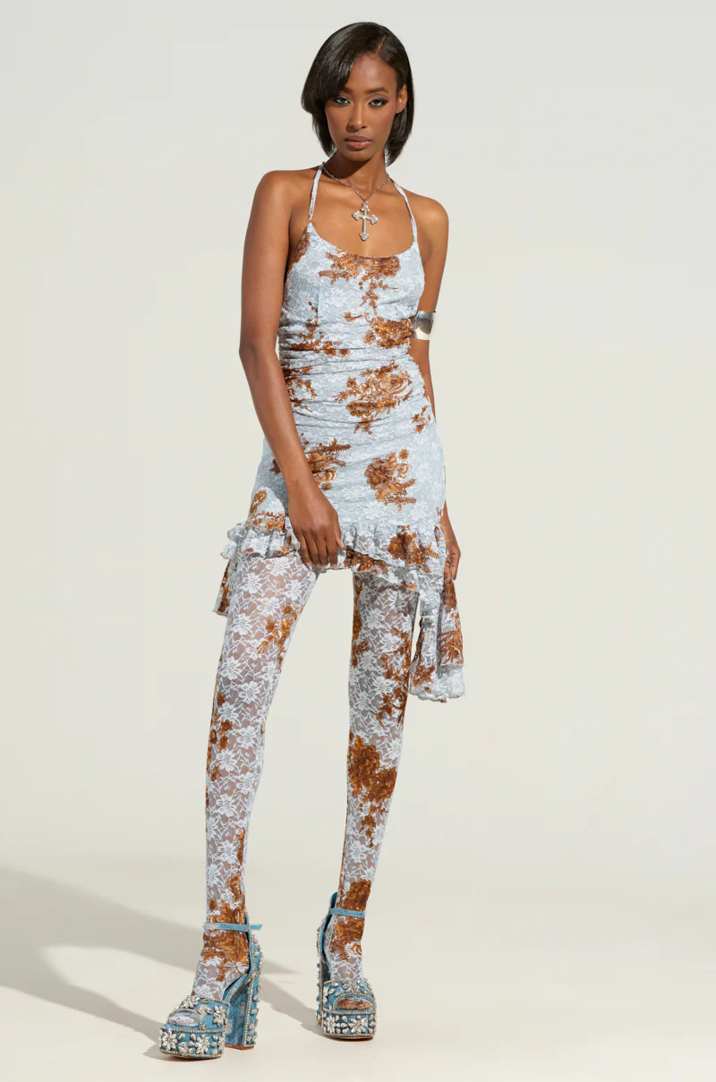 FOR THE GIRLYS FLORAL LACE MINI DRESS AND TIGHTS SET - Image 3