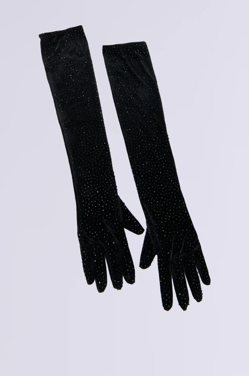 FOR THE PARTY RHINESTONE VELVET GLOVES - Image 4