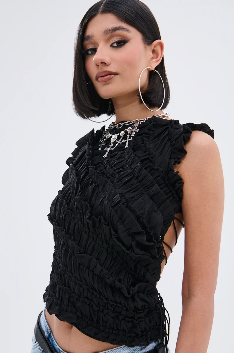 FOREVER AND EVER SLINKY TOP WITH LACE UP BACK