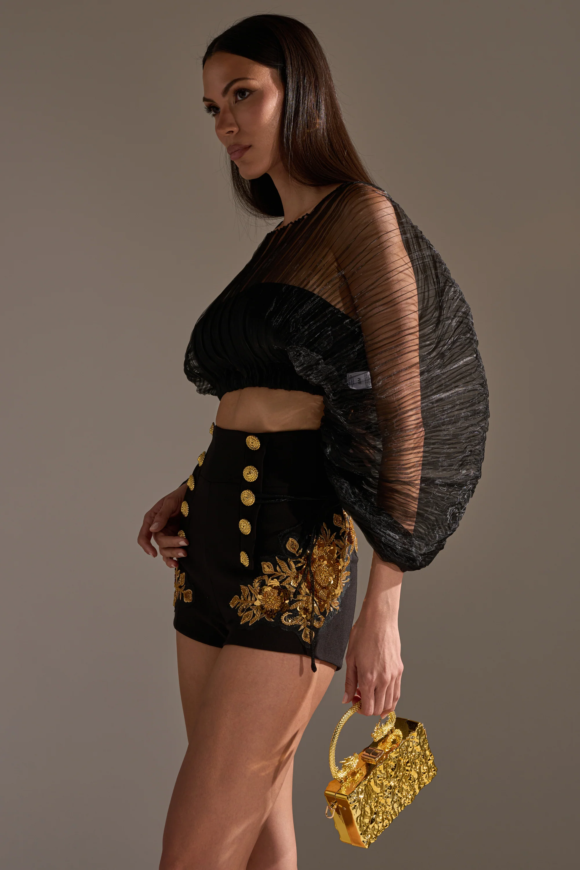 FORTUNES FAVORITE SHEER LONG SLEEVE CROP TOP - Image 4