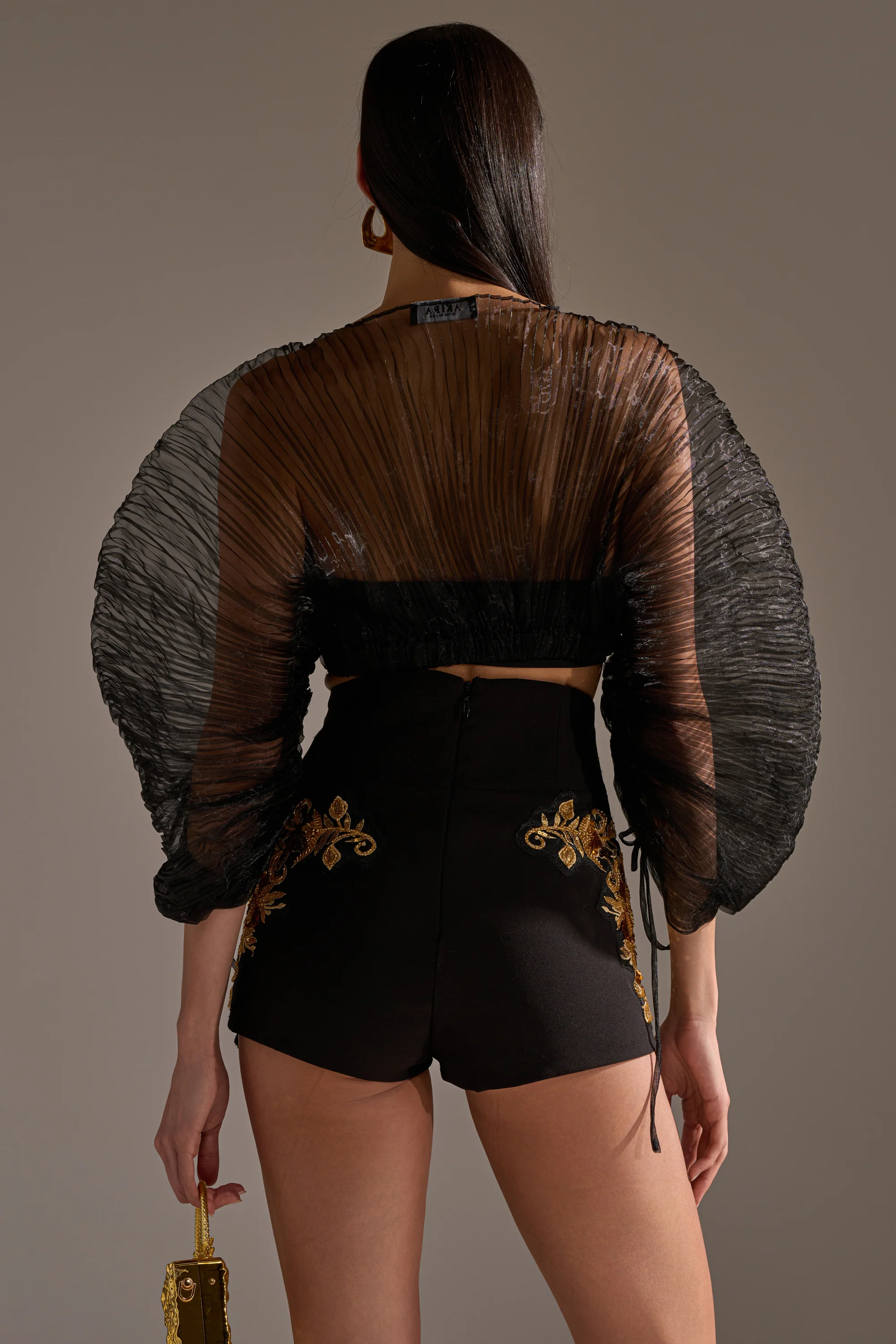 FORTUNES FAVORITE SHEER LONG SLEEVE CROP TOP - Image 5