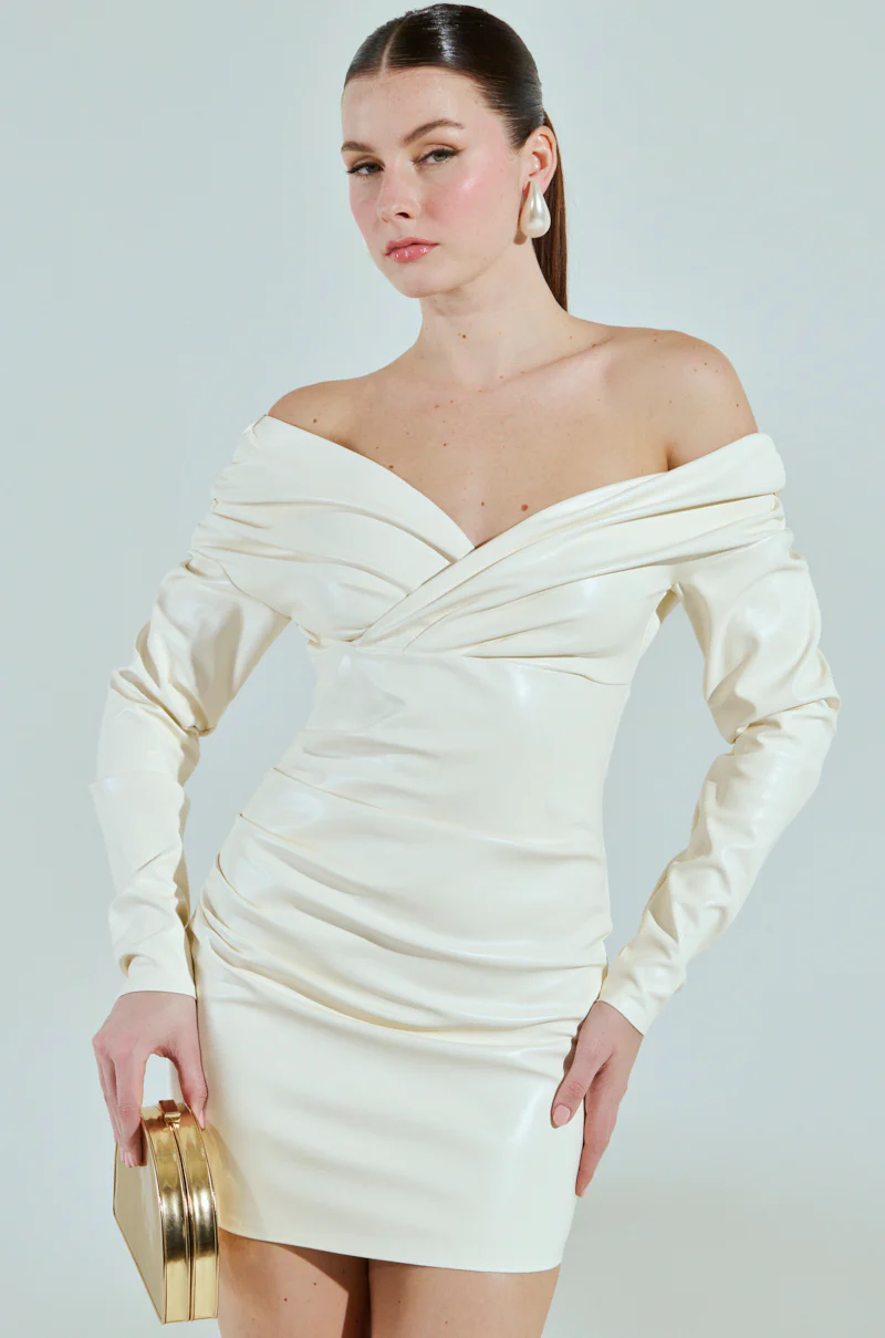 FRAN PU MINI DRESS IN IVORY - Image 2